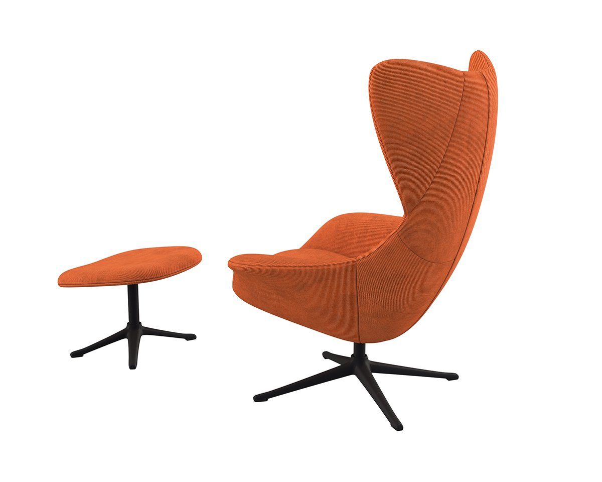 FLEXLUX Oorfauteuil Stilo relaxstoel, TV-stoel Solitaire, stijlicoon, draaibaar, zwarte poot