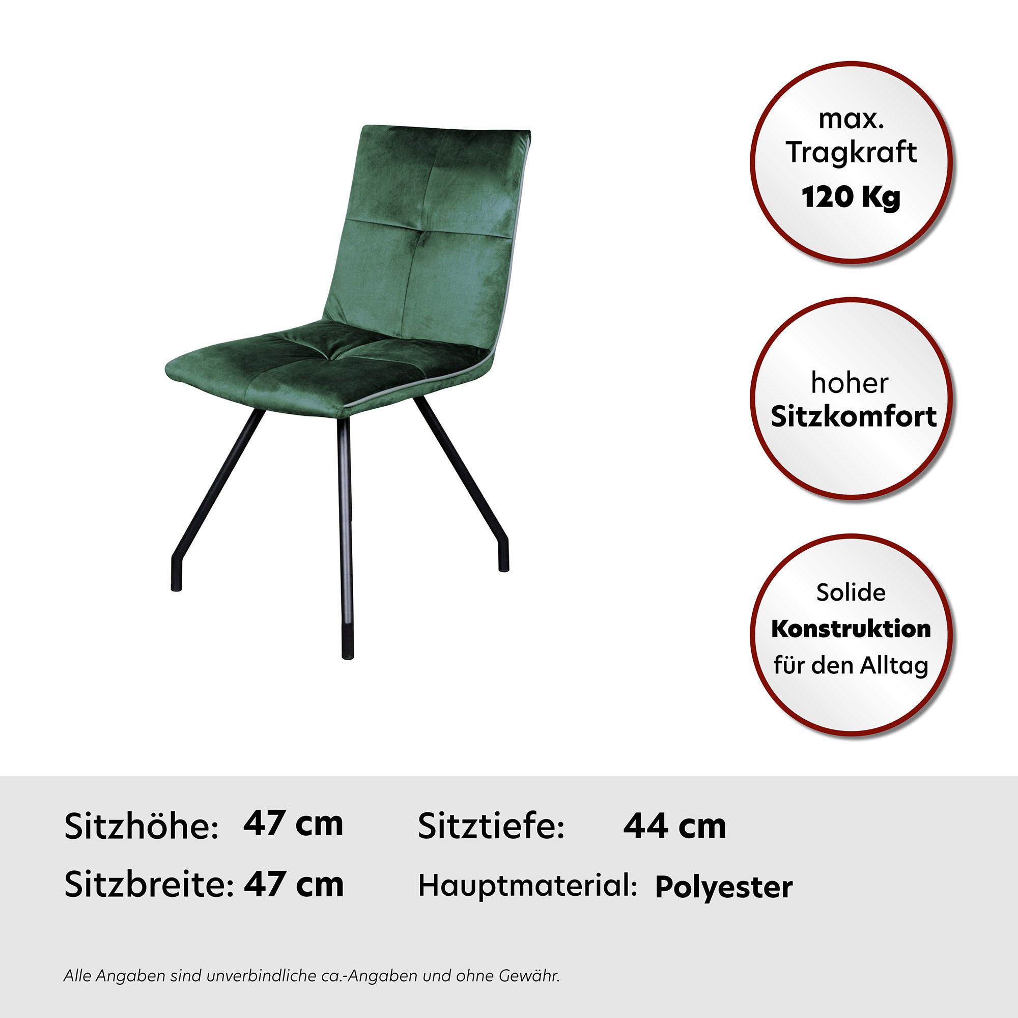 Kayoom Stoel Eaden 125 2-delige set, fluweelachtige stofbekleding, bies van kunstleer stijlvol, onderhoudsvriendelijk, eigentijdse kleurstelling, fluweelachtige stofbekleding (set, 2 stuks)