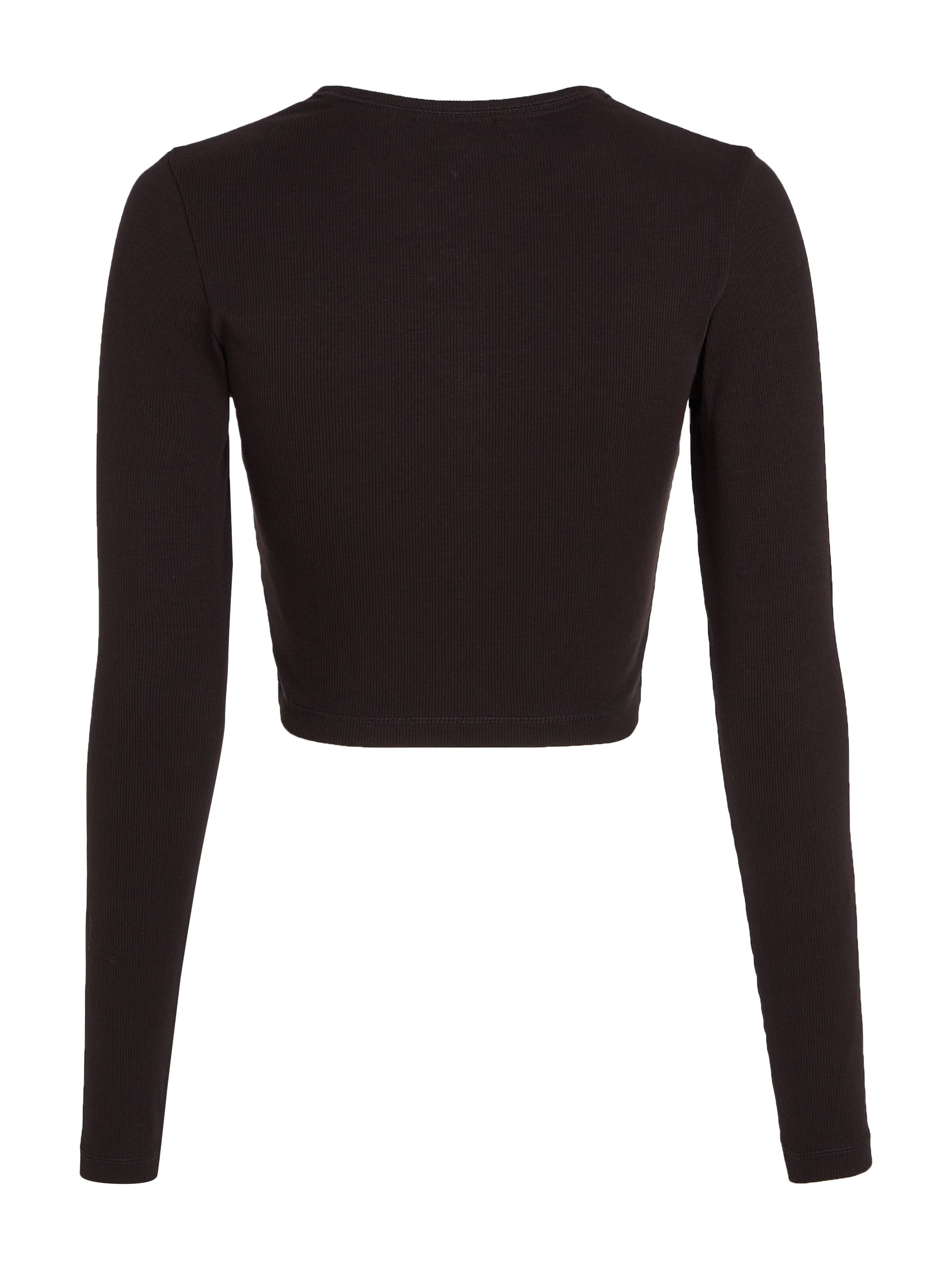 TOMMY JEANS Shirt met lange mouwen TJW CRP HENLEY TOP LS in modieuze cropped vorm