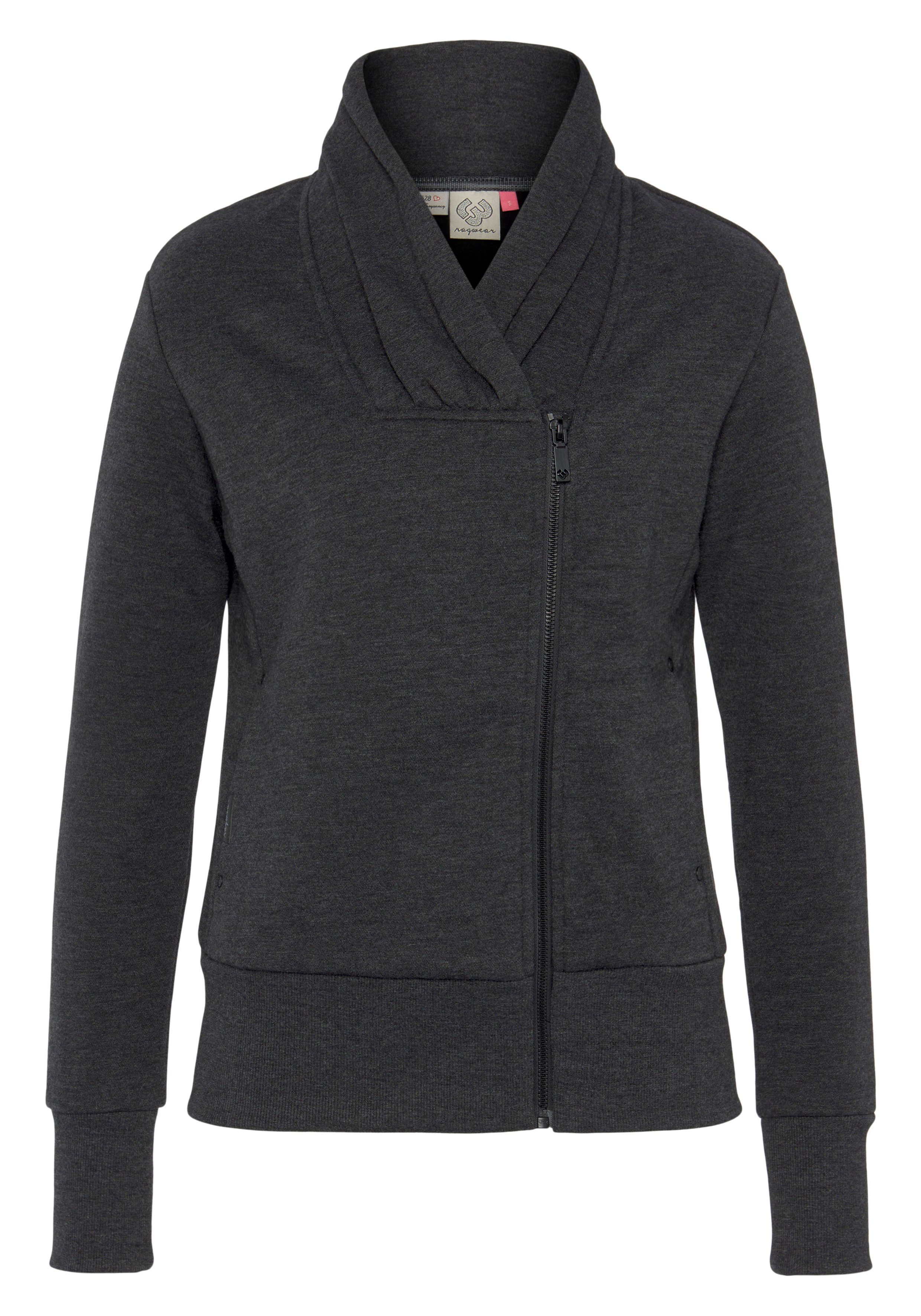 Ragwear Sweatshirt ALIZZE met asymmetrische rits en sjaalkraag