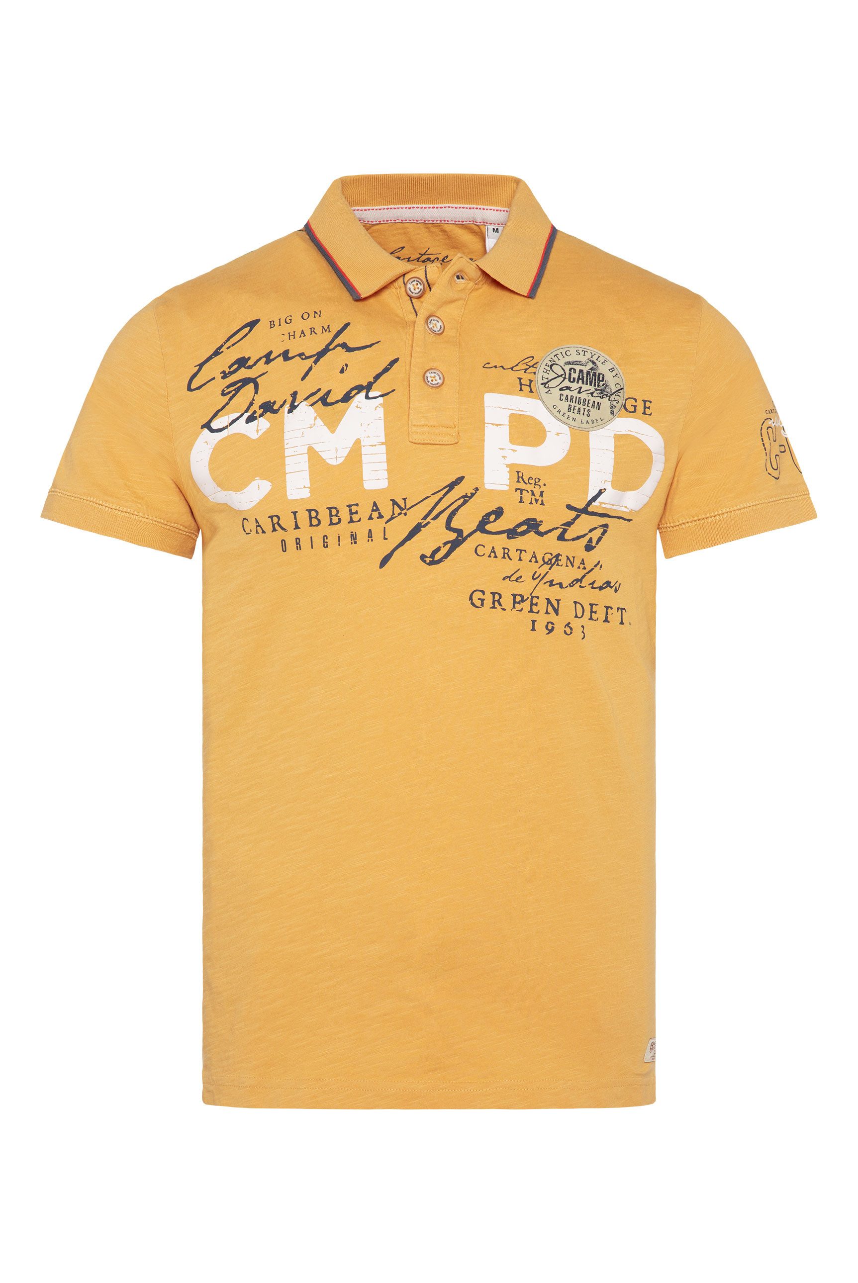 CAMP DAVID Poloshirt met voor- en achterkant print