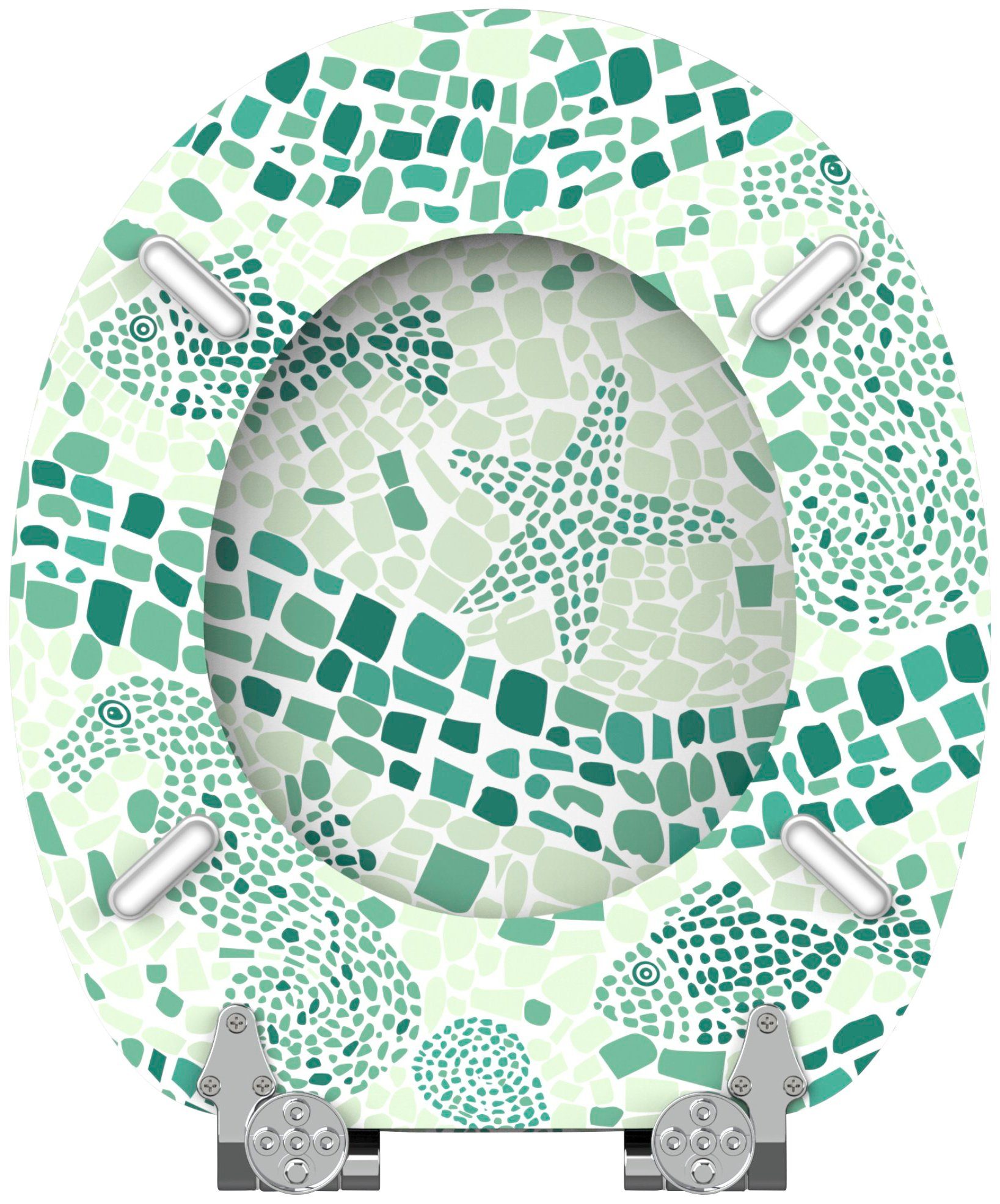 Sanilo Toiletzitting Mosaic World Green met soft-closemechanisme