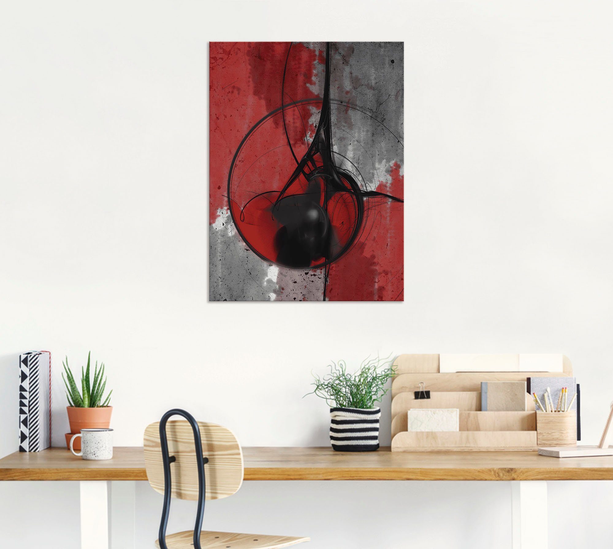 Artland Artprint Abstract in rood en zwart als artprint van aluminium, artprint voor buiten, artprint op linnen, poster in verschillende maten. maten