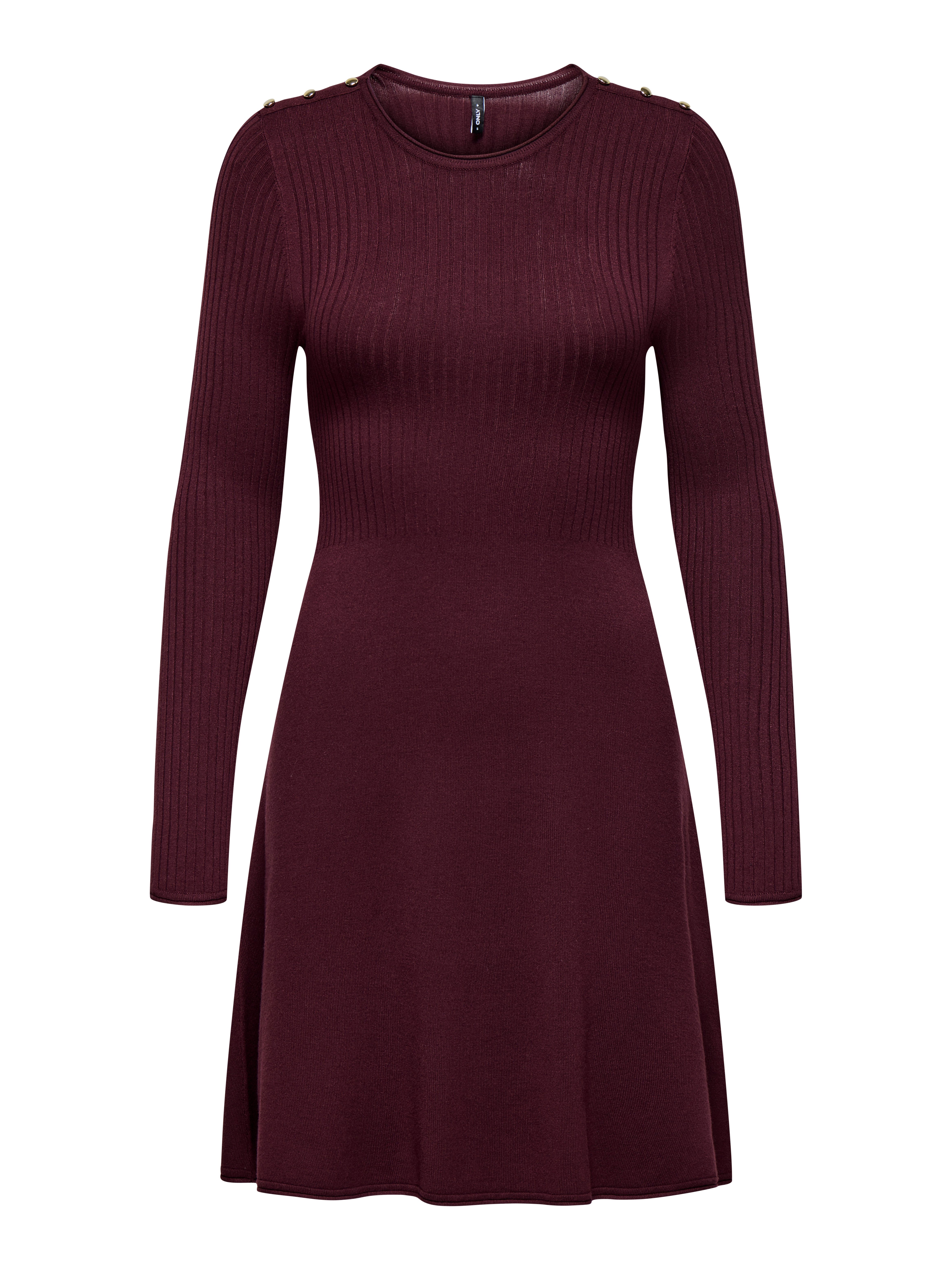 Only Midi-jurk ONLMILA SL BUTTON O-NECK DRESS EX KNT