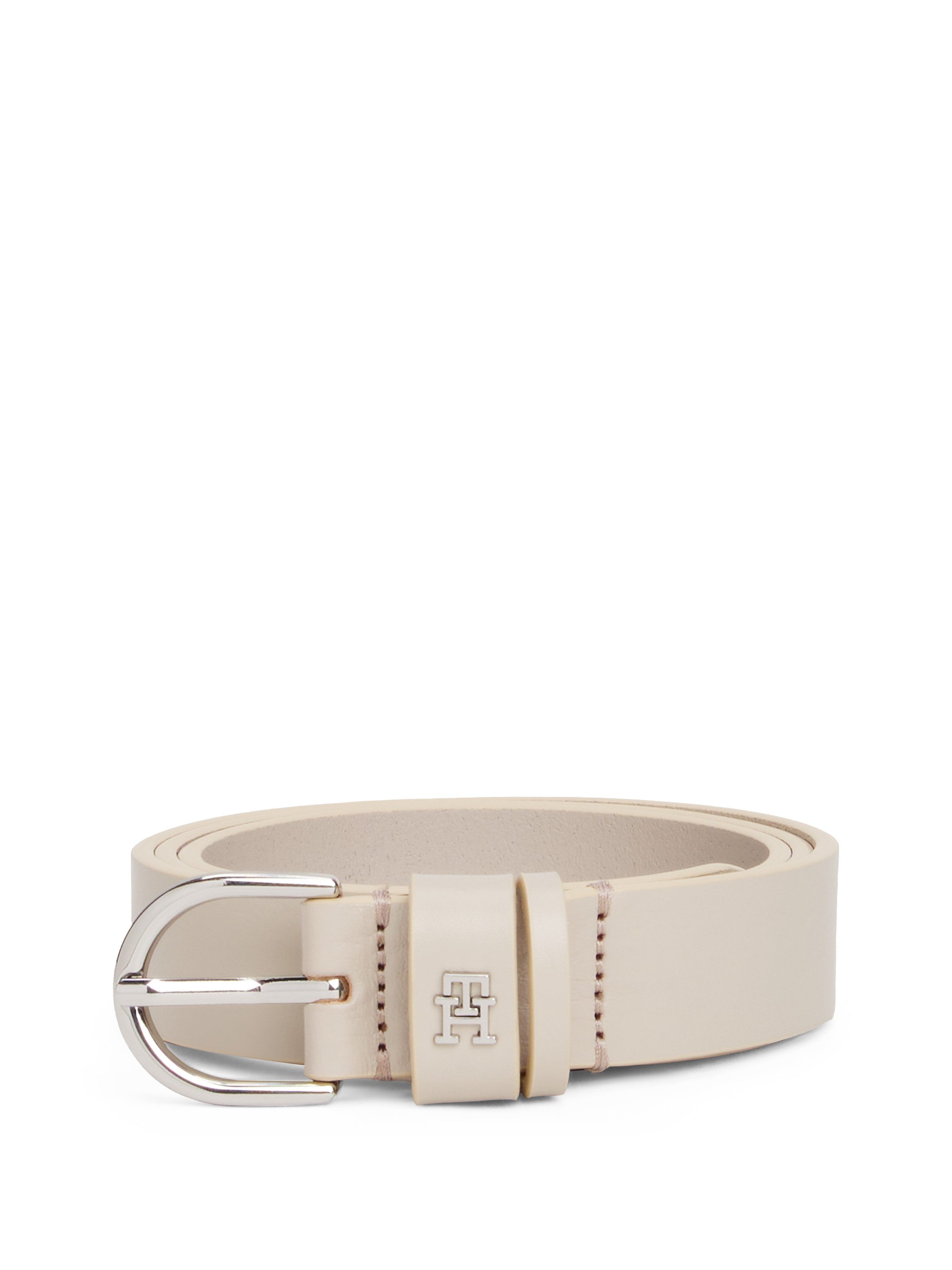 Tommy Hilfiger Leren riem ESSENTIAL EFFORTLESS 2.5 SILVER Eenvoudige doornsluiting, metalen embleem