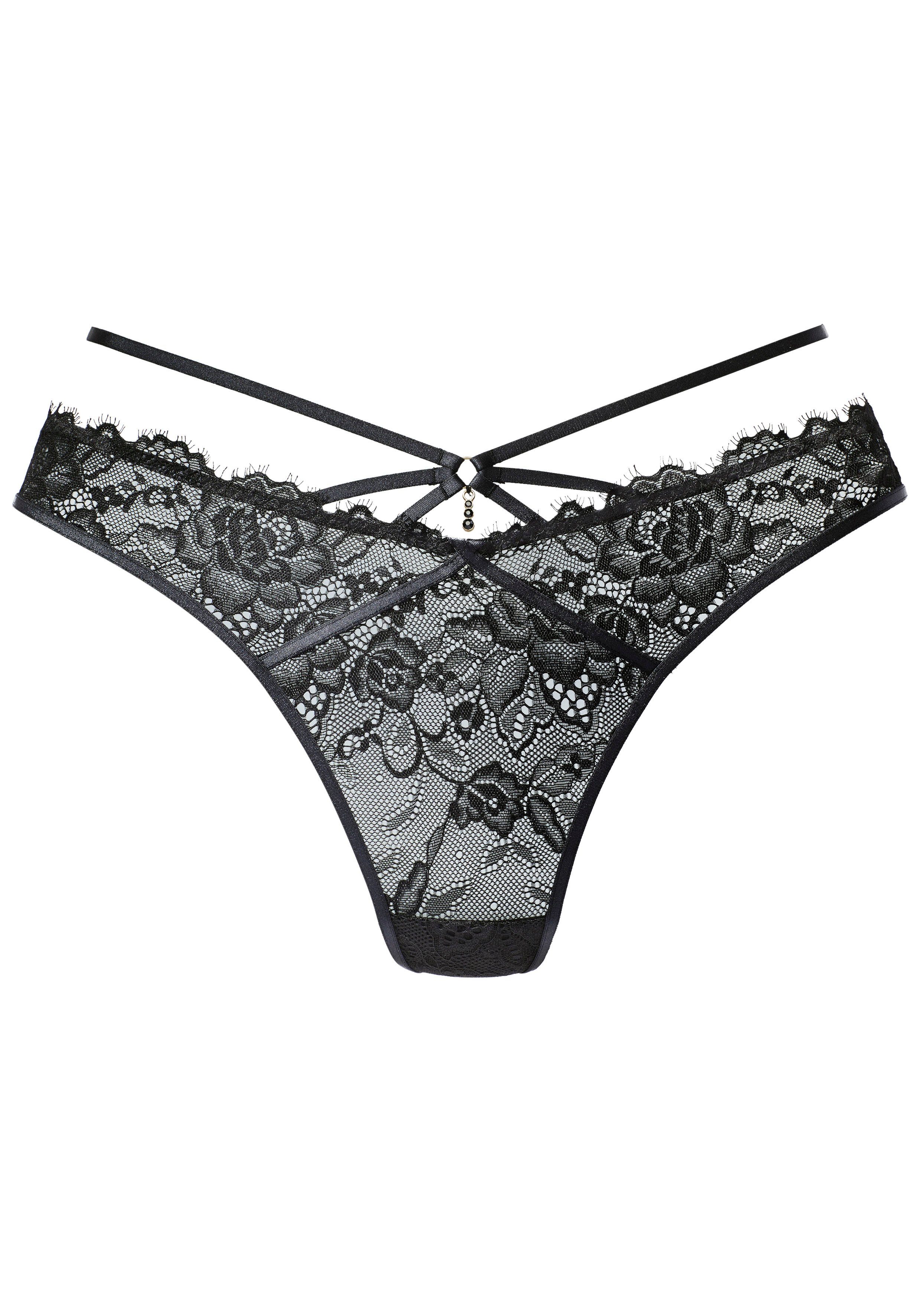 Lascana String met verleidelijke band-detail en extravagant accessoire