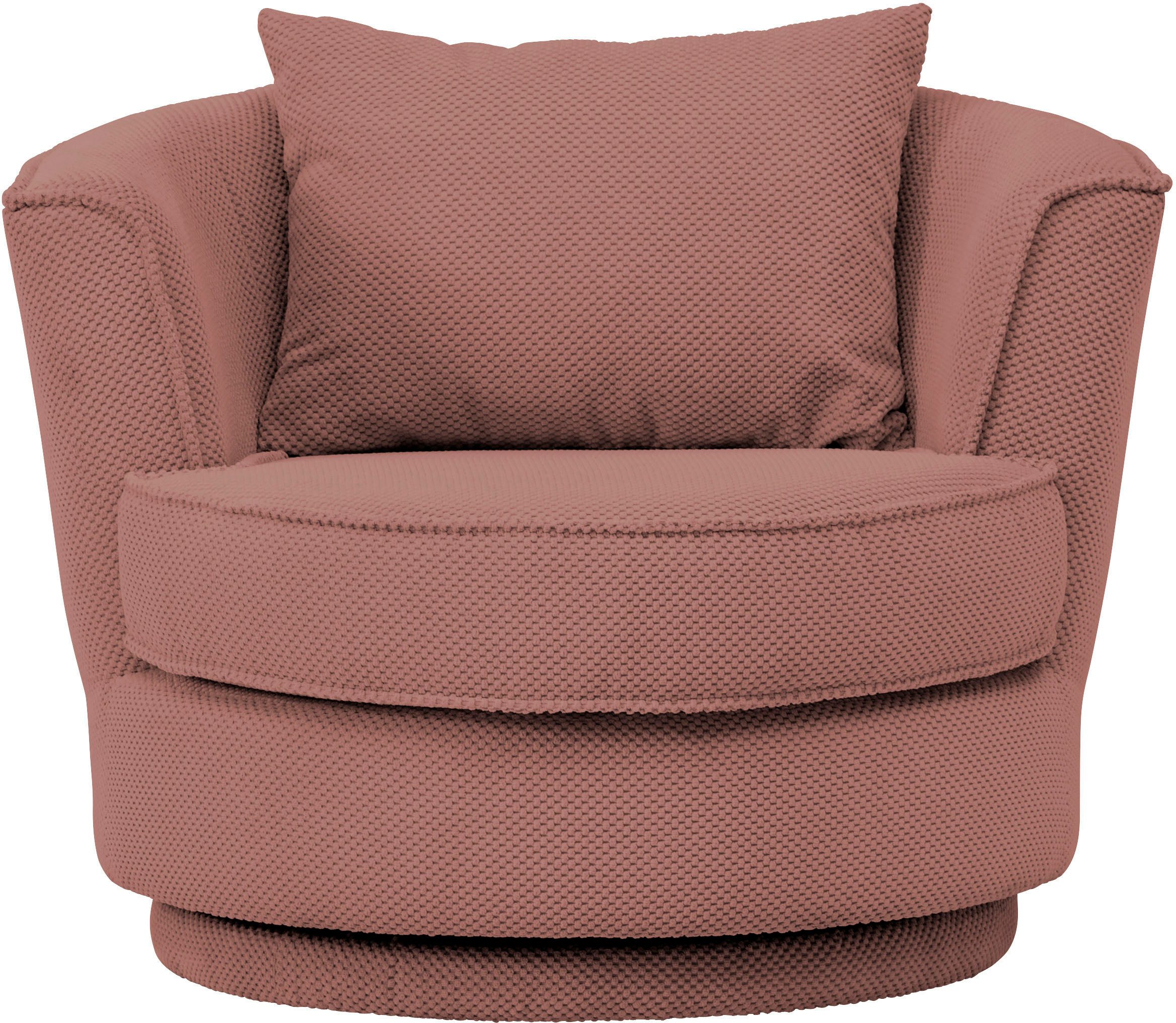 Leonique Draaibare fauteuil MAISIE, leesfauteuil, love seat, trendige stoffen mega cord en geweven velours, 360 graden draaibaar