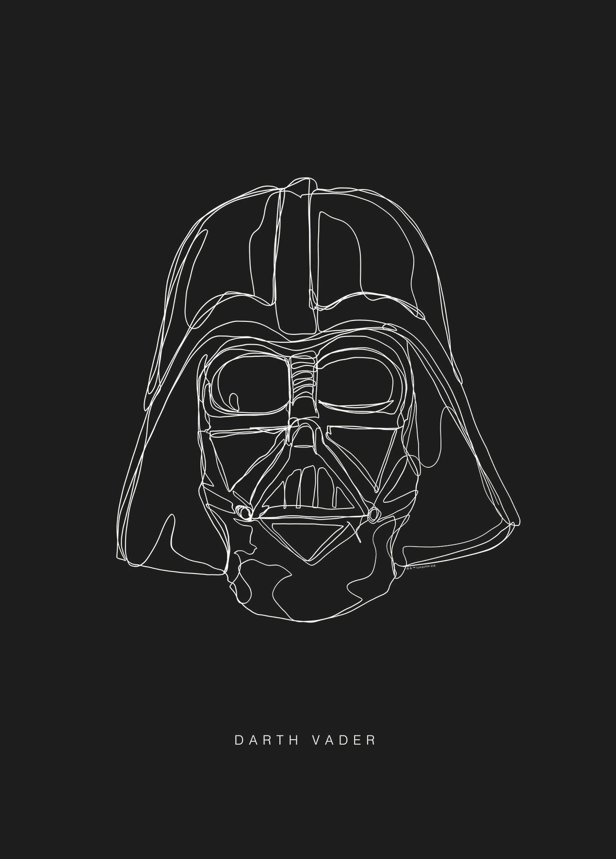 Komar wanddecoratie Star Wars Lines Dark Side Vader, zonder lijst