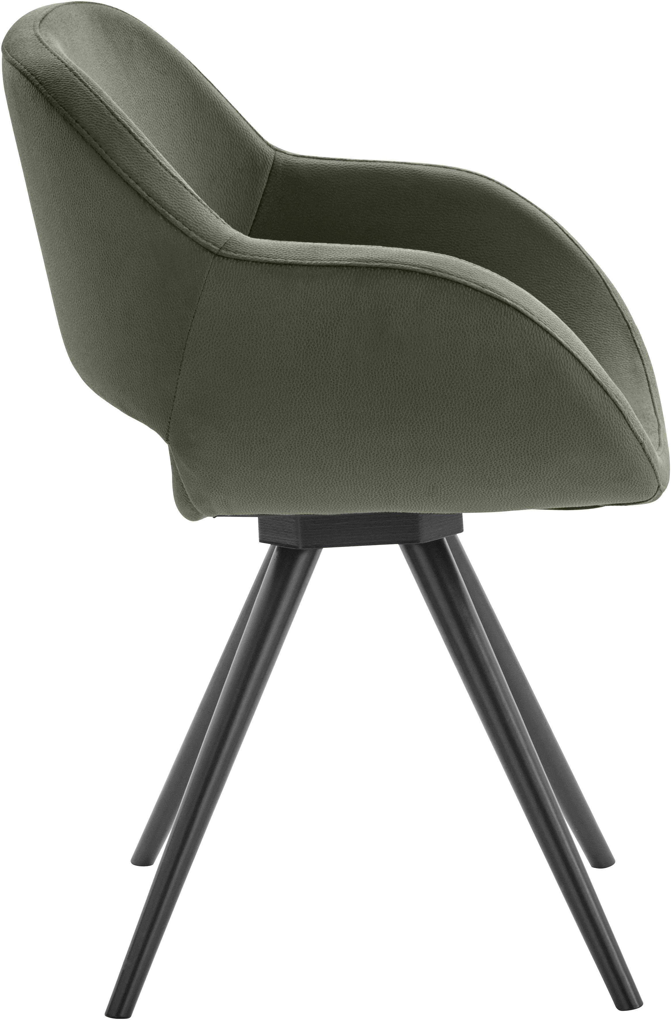 INOSIGN Stoel met armleuningen Aurora Frame van massief beukenhout in zwart gelakt (2 stuks)