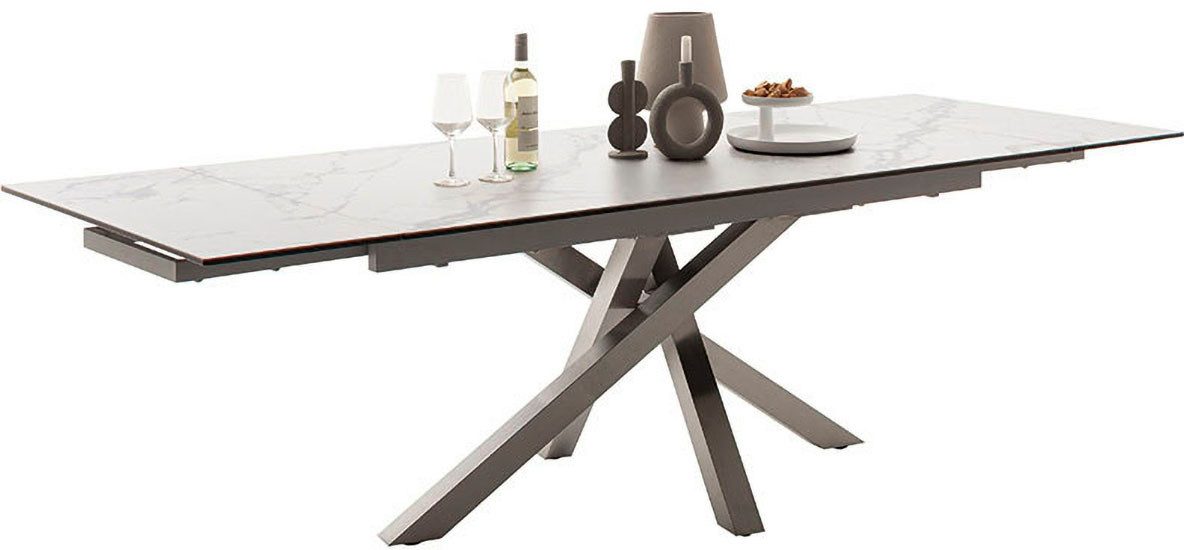MCA furniture Eettafel ALMIROS uitschuifbare tafel 180-260 cm gemarmerd Keramiek, roestvrij staal, marmer-look, uittrekbaar, belastbaar tot 100 kg, 8-10 personen