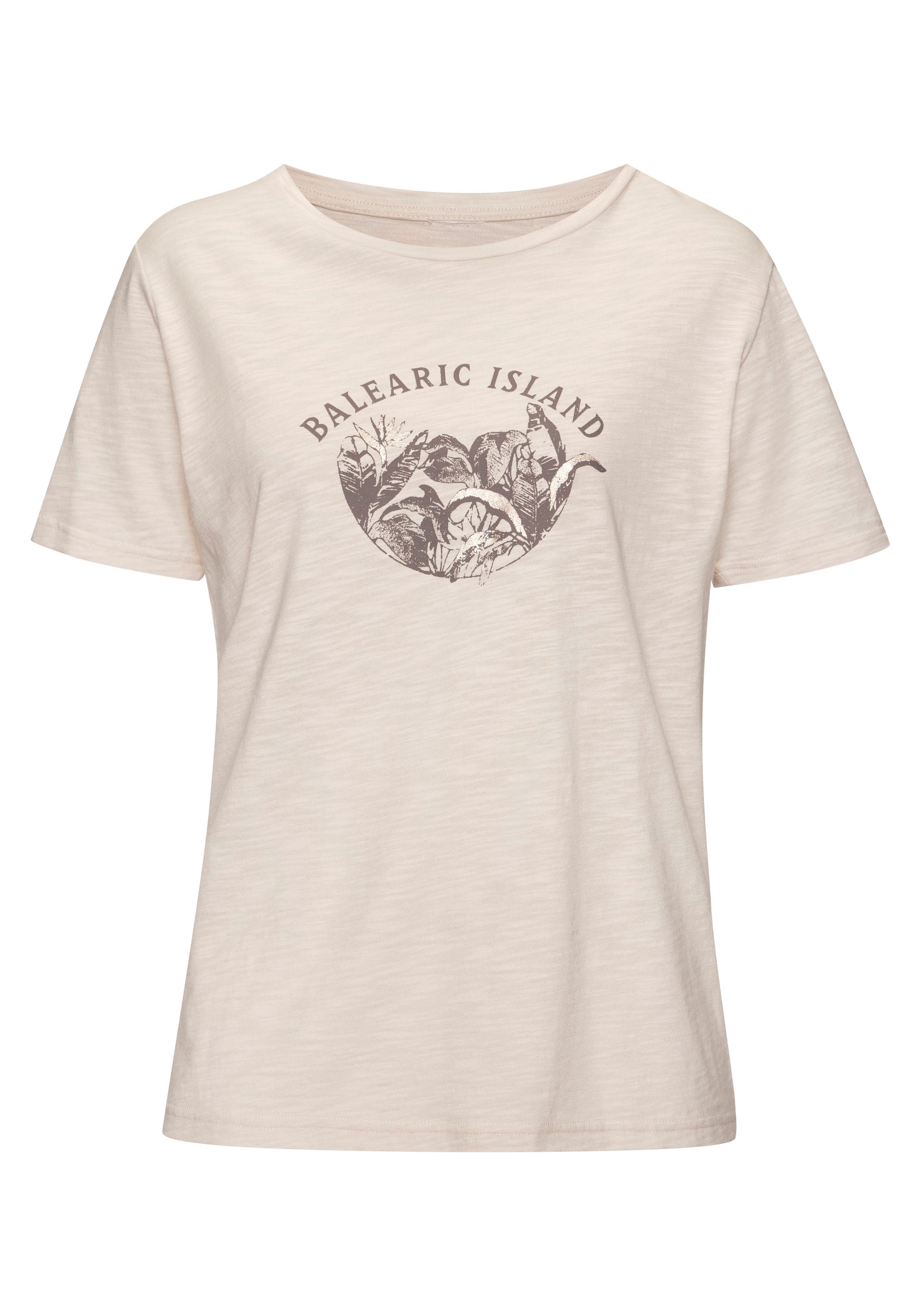 Vivance T-shirt Met glanzende frontprint in een zachte katoenkwaliteit (Set van 2)