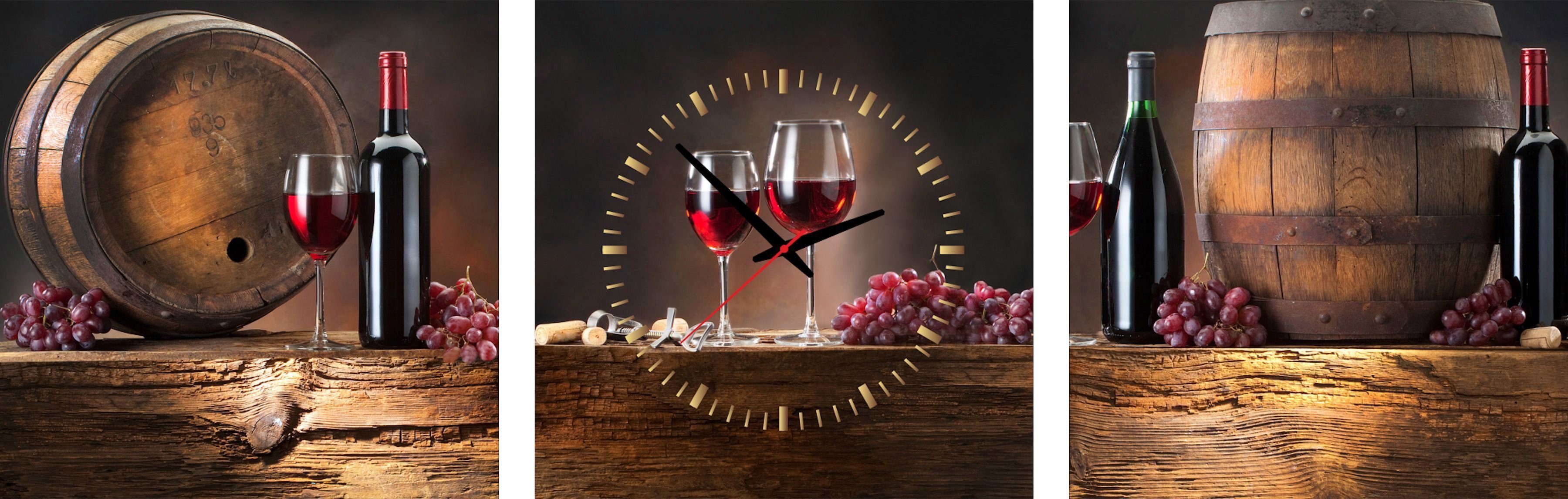 Conni Oberkircher´s Beeld met klok Wine Barrels - wijnglazen en vaten met decoratieve klok, keuken, genot (set)