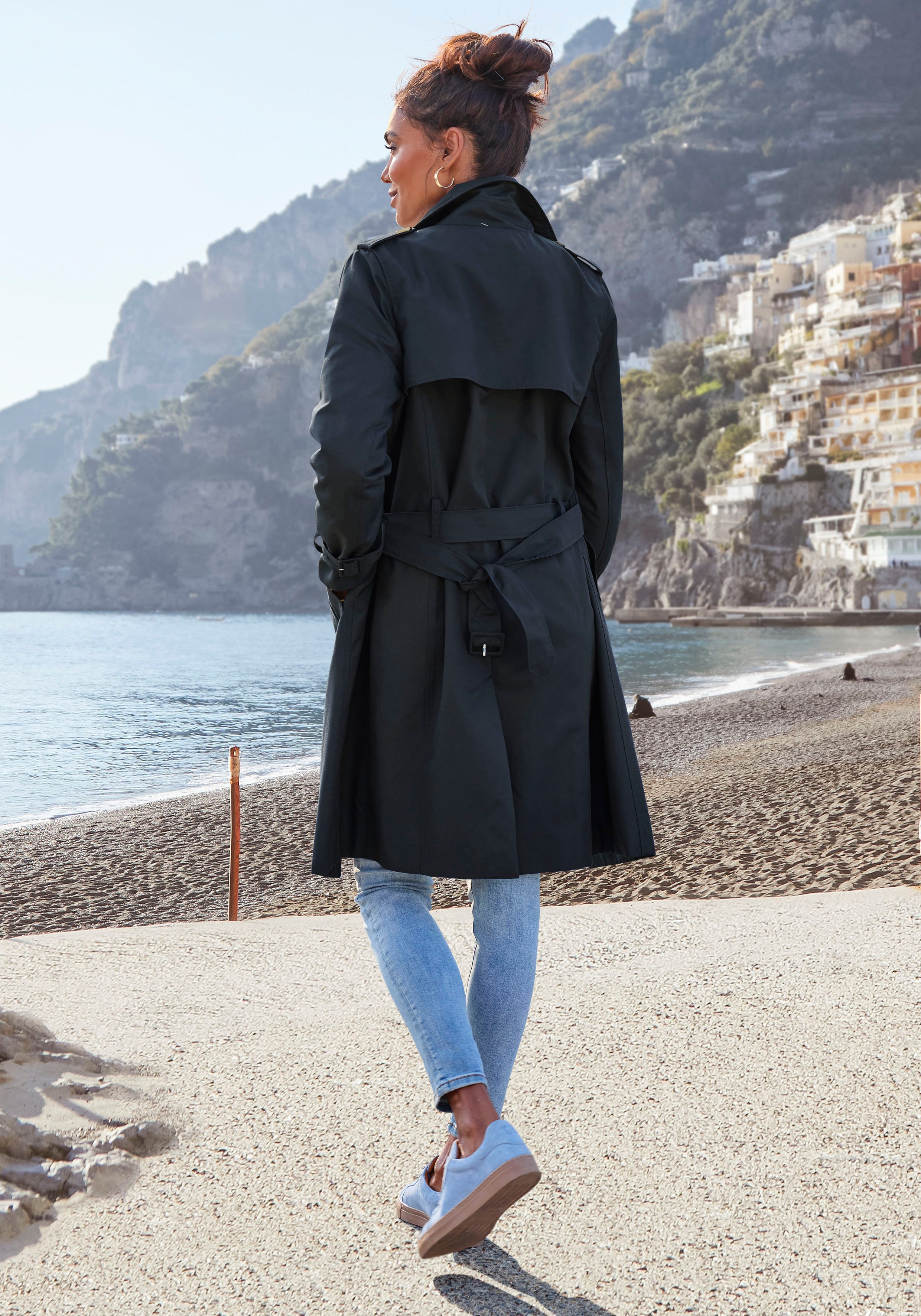 Lascana Trenchcoat met pas, onderhoudsvriendelijke materiaalmix