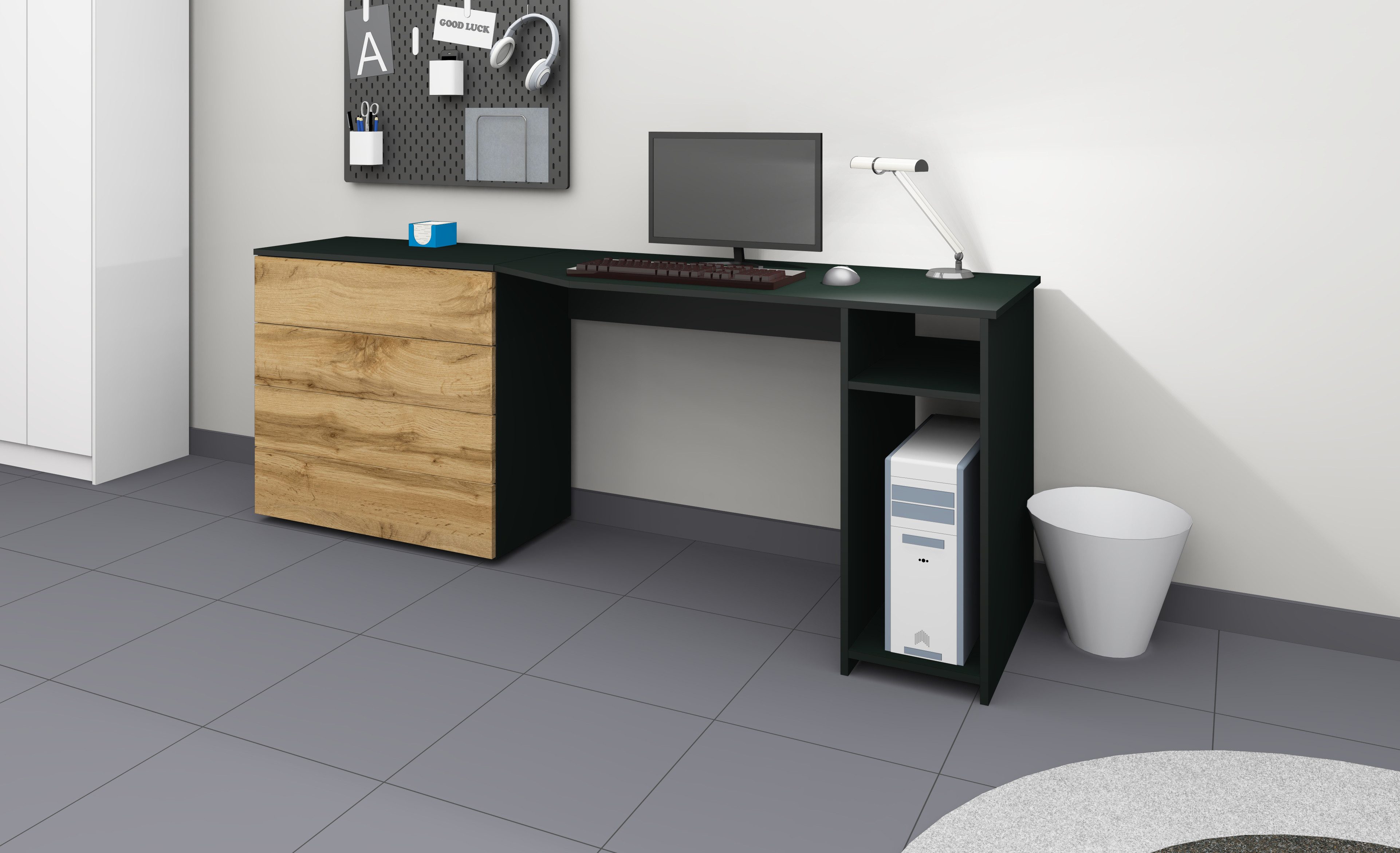 borchardt Möbel Bureau Vaasa Breedte 196 cm, push-to-openfunctie