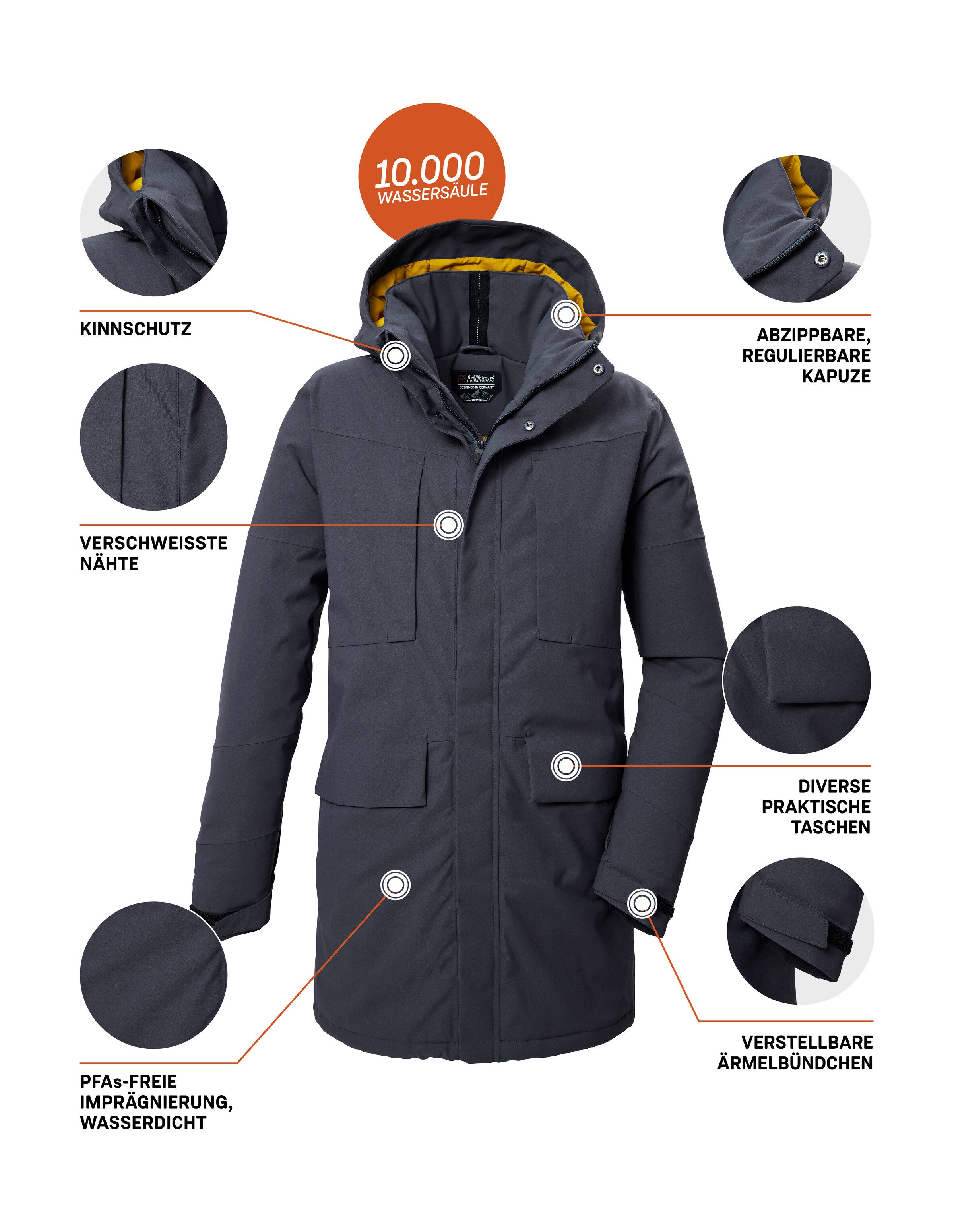Killtec Parka KOW 80 MN PRK Water- en winddichte functionele parka, ademend, gerecycled