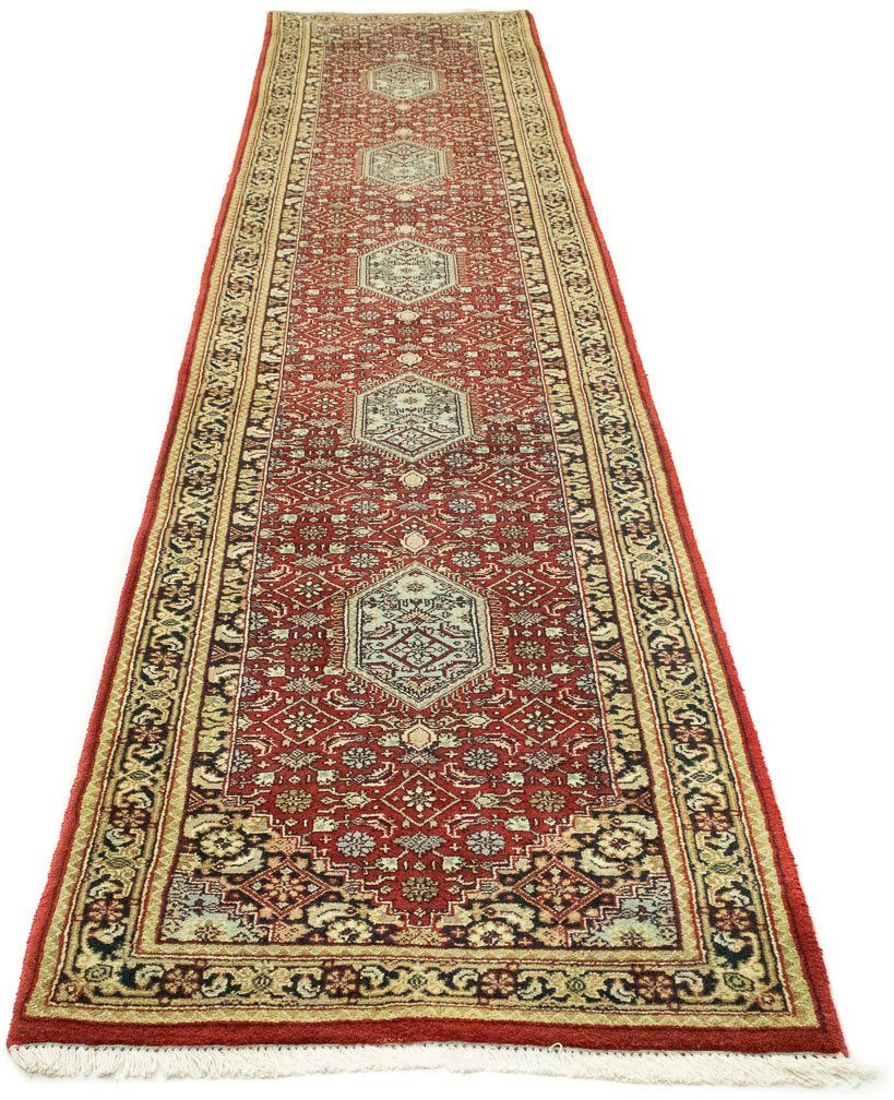 morgenland Wollen kleed Bidjar Teppich handgeknüpft rot-Läufer Orient - 400 x 80 cm - rot