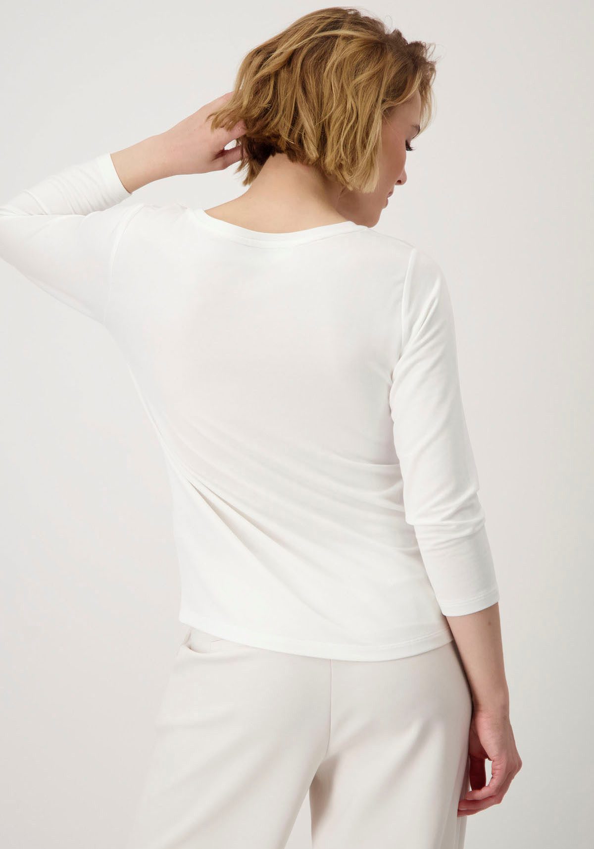 Monari Shirt met ronde hals Shirt met sieraden zakken met frontprint en glitterstuds
