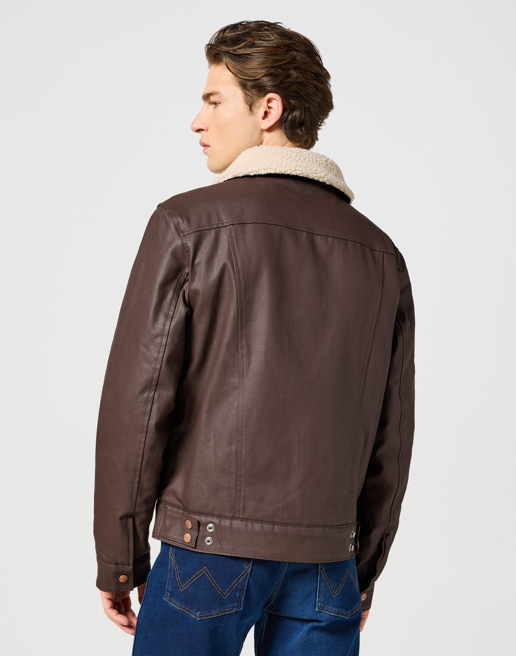 Wrangler Leren jack AVIATOR met riemlussen aan de zoom