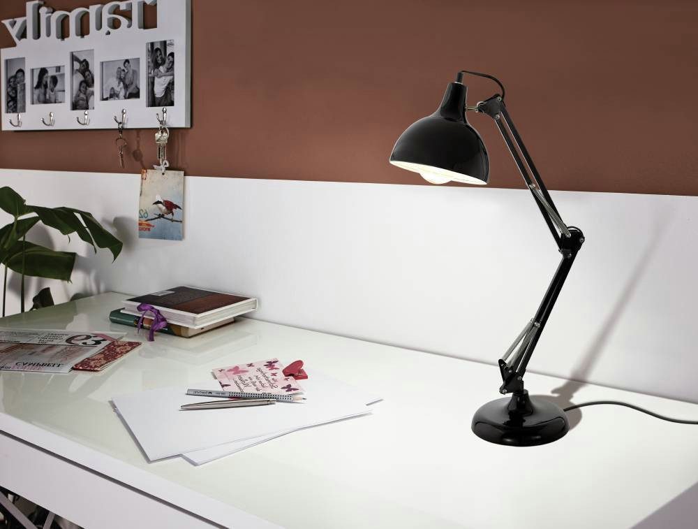 EGLO Tafellamp BORGILLIO Tischlampe, Stahl, E27, IP20, Schreibtischlampe, Lampe Vintage bureau lamp van staal in zwart, E27, incl. schakelaar (1 stuk)