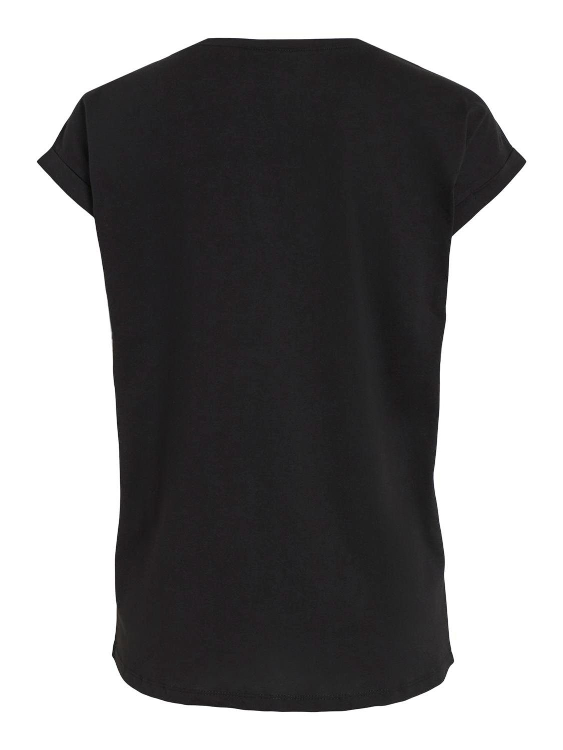 Vila Shirt met ronde hals VIDREAMERS NEW PURE T-SHIRT/SU-NOOS Basic dames T-shirt met ronde hals en omgeslagen mouwen