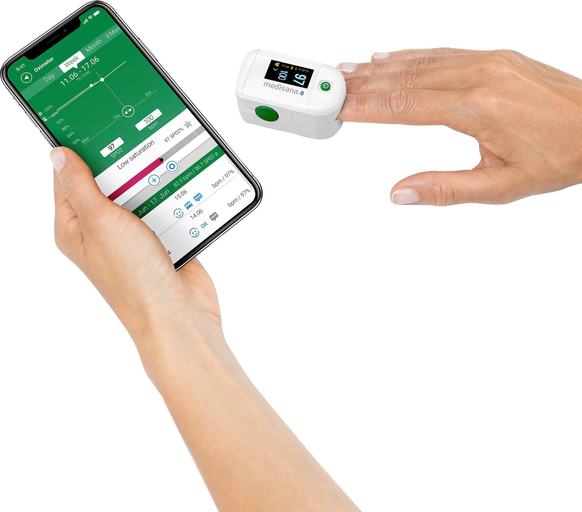Medisana Saturatiemeter PM 100 Connect, Bluethooth