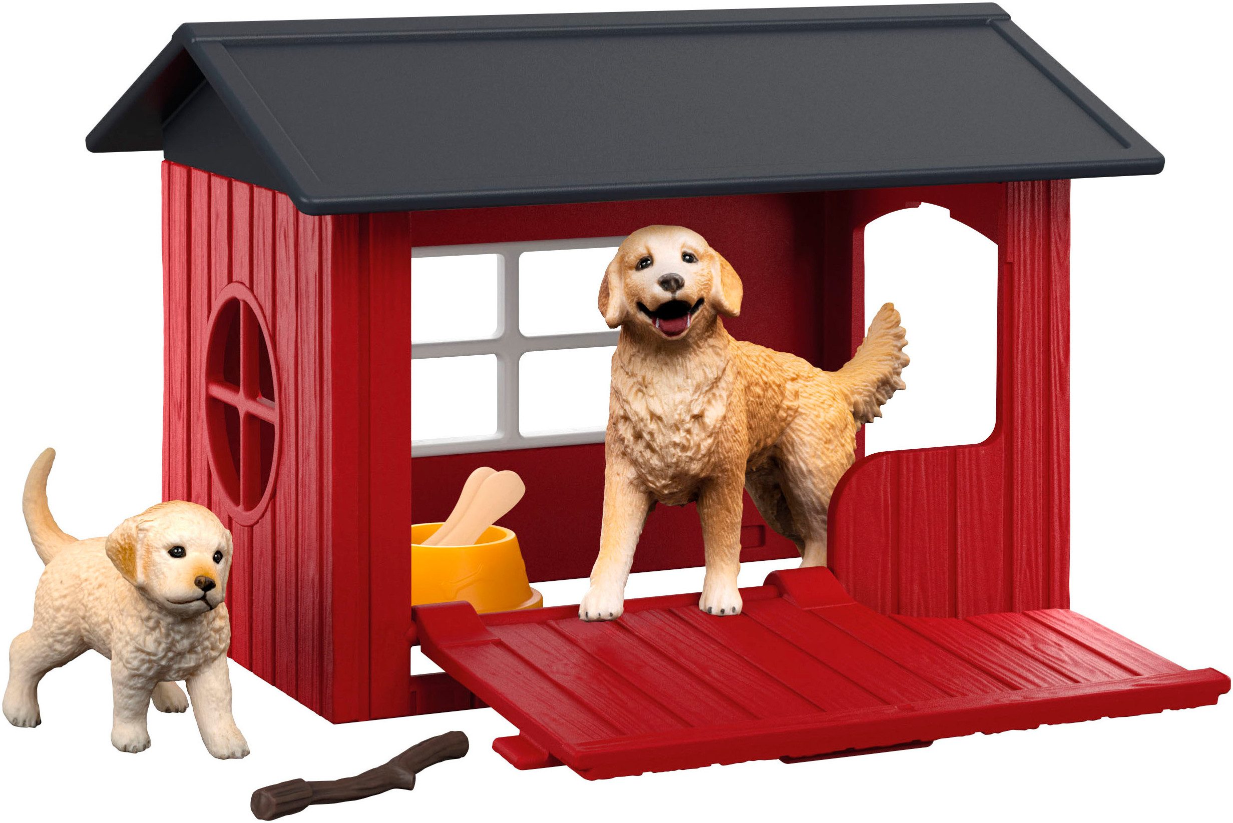 Schleich® Speelwereld FARM WORLD, Hundehütte mit Goldenretrievern (42722)