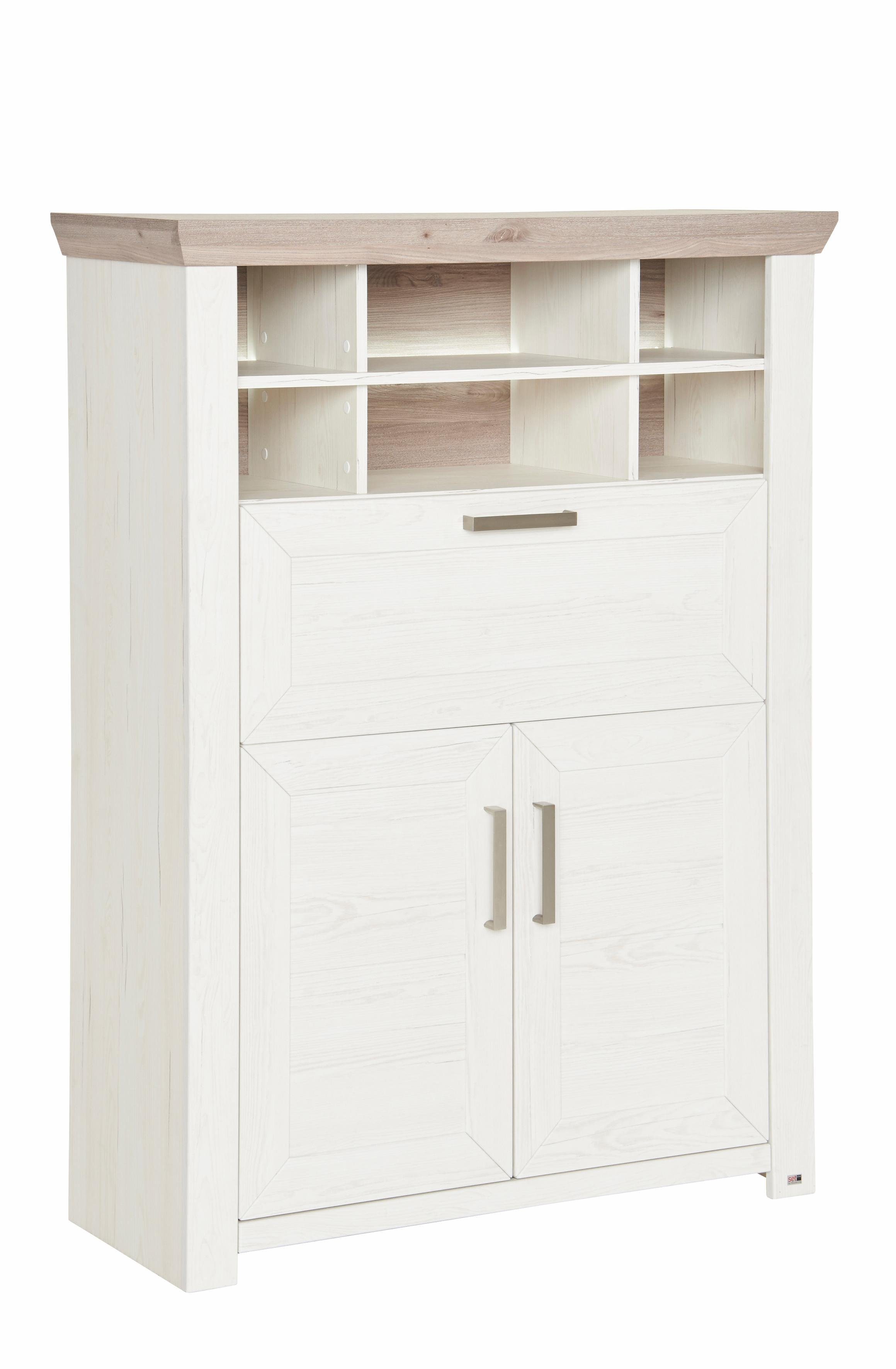 set one by Musterring Highboard York Type 15, met houten deuren en klep, verlichting optioneel, breedte 105 cm