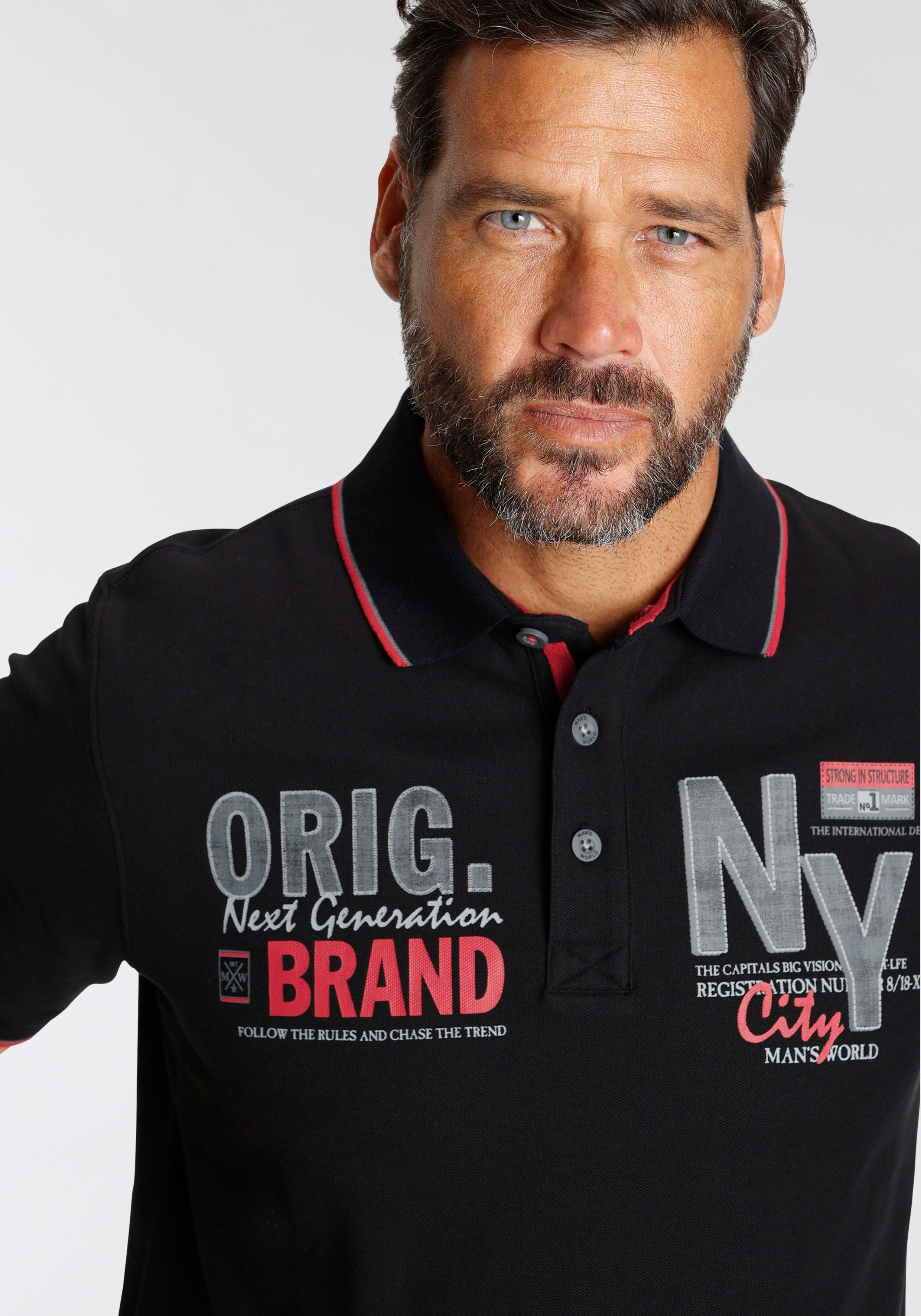 Man's World Poloshirt Korte mouwen, met stijlvolle print, polokraag