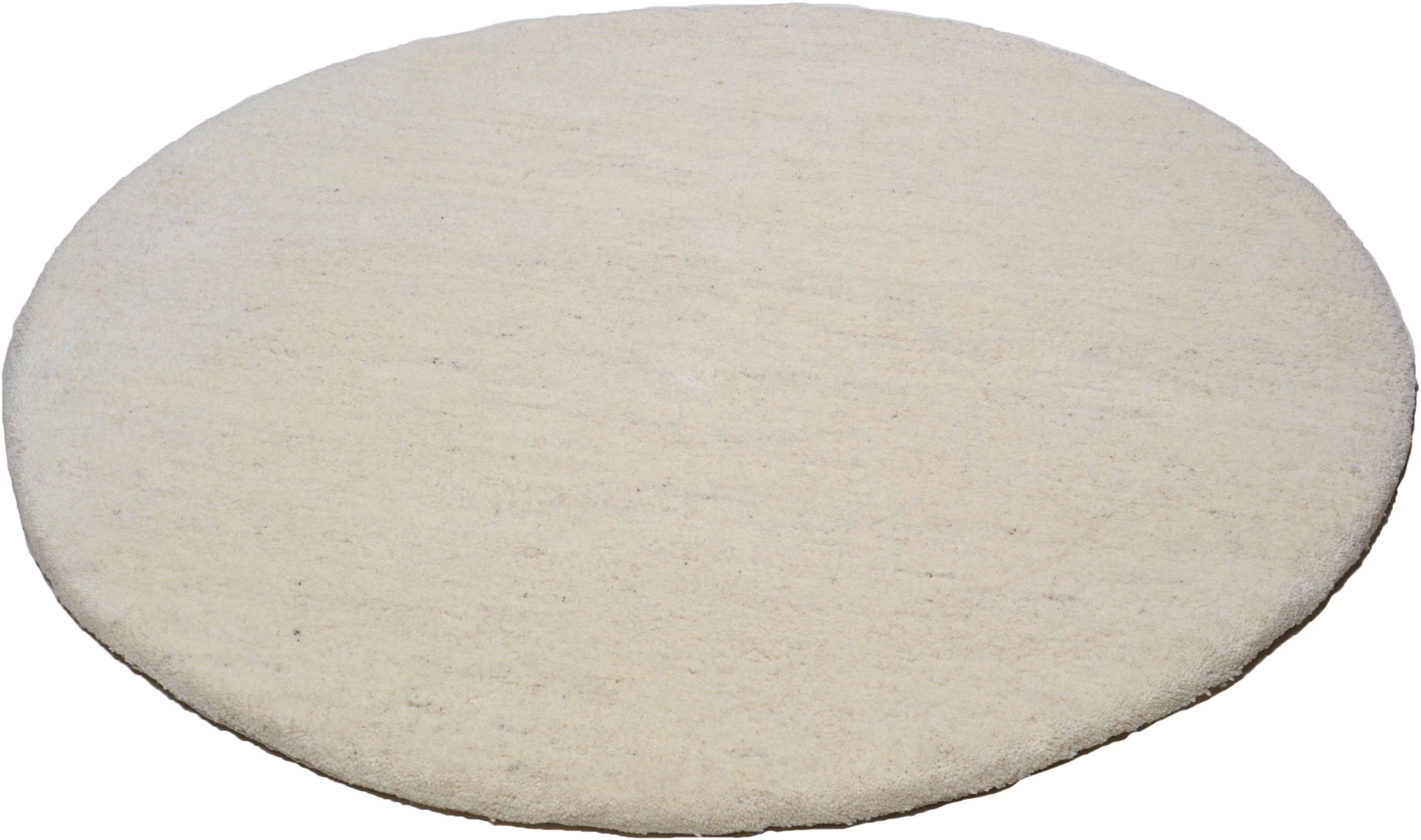 THEKO Wollen kleed AMRAVATI echte berber uit marokko, zuivere wol, met de hand geknoopt wollen vloerkleden maat Ø 250 cm x 28 mm beige