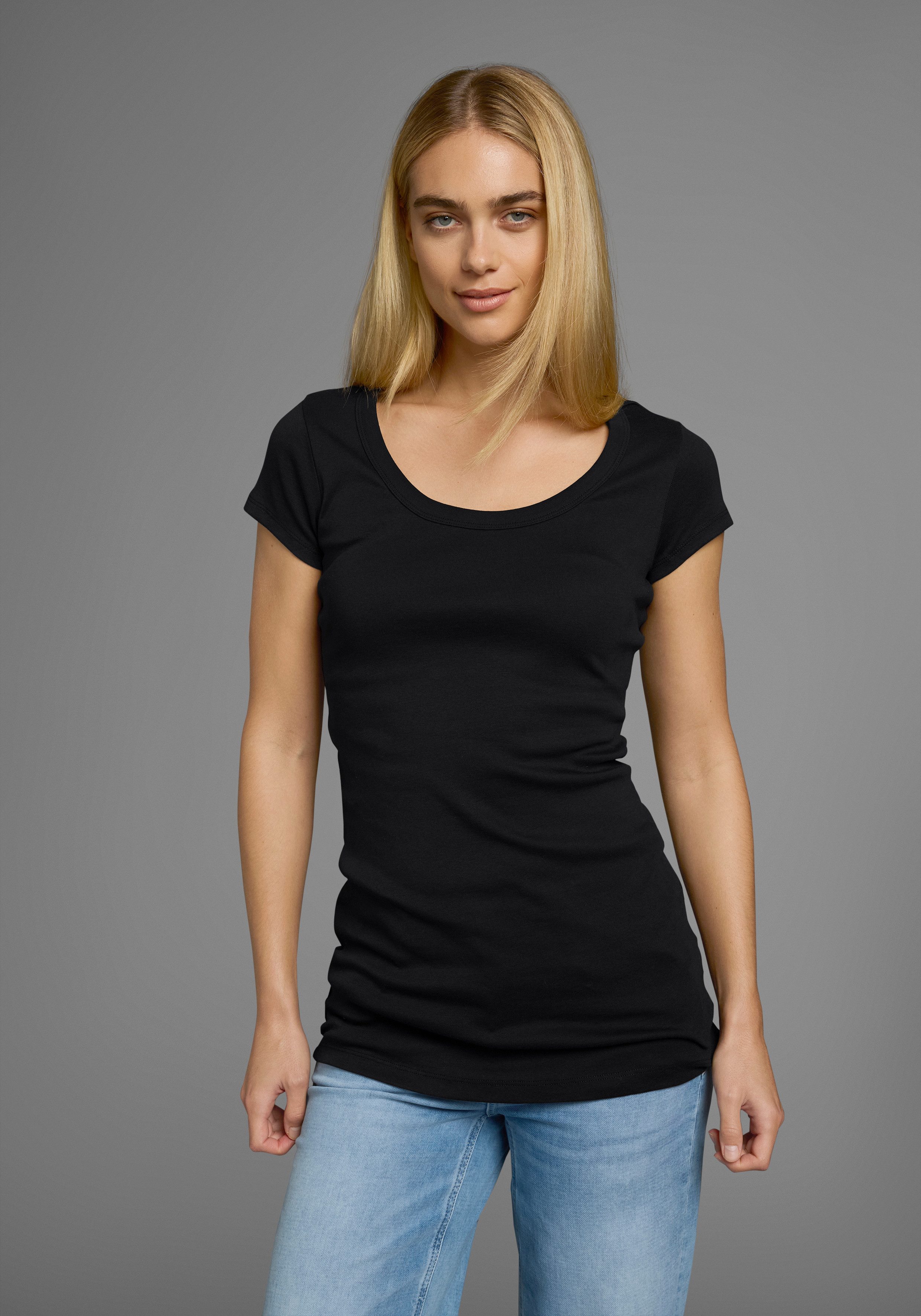 Flashlights T-shirt figuurvolgende snit, effen, ronde hals (Set van 2)