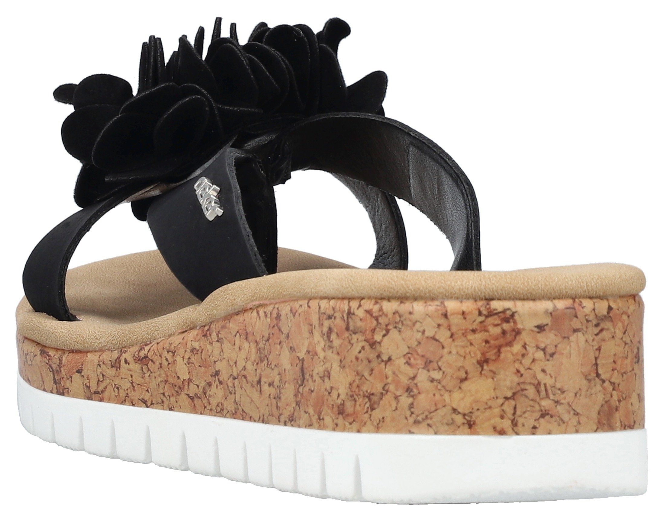 Rieker Slippers sleehak, zomerschoen, slippers met sleehak in kurk-look
