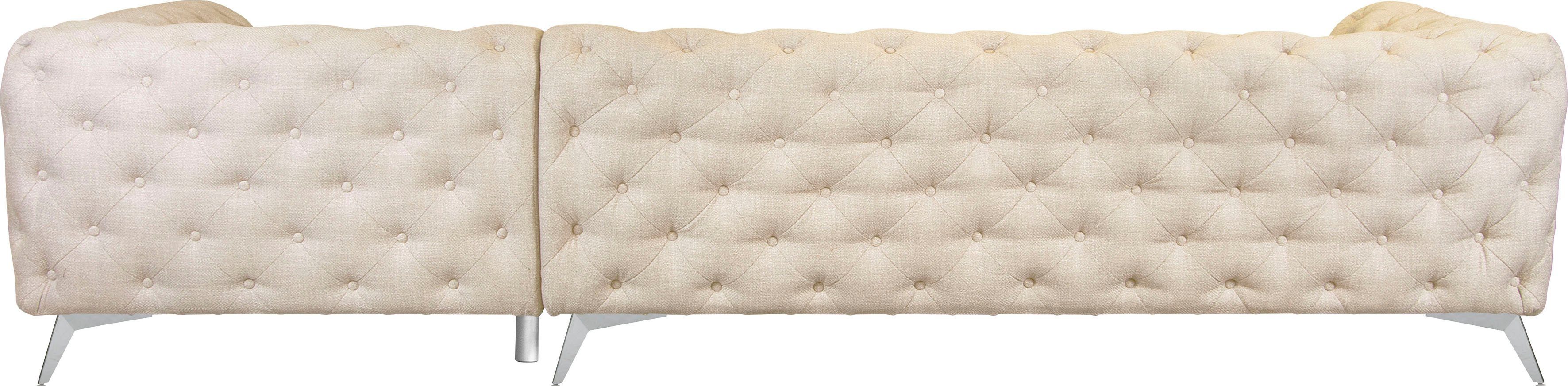 Leonique Chesterfield-bank Glynis L-vorm luxueuze capitonnage, moderne chesterfield look, kleur van de poten ter keuze