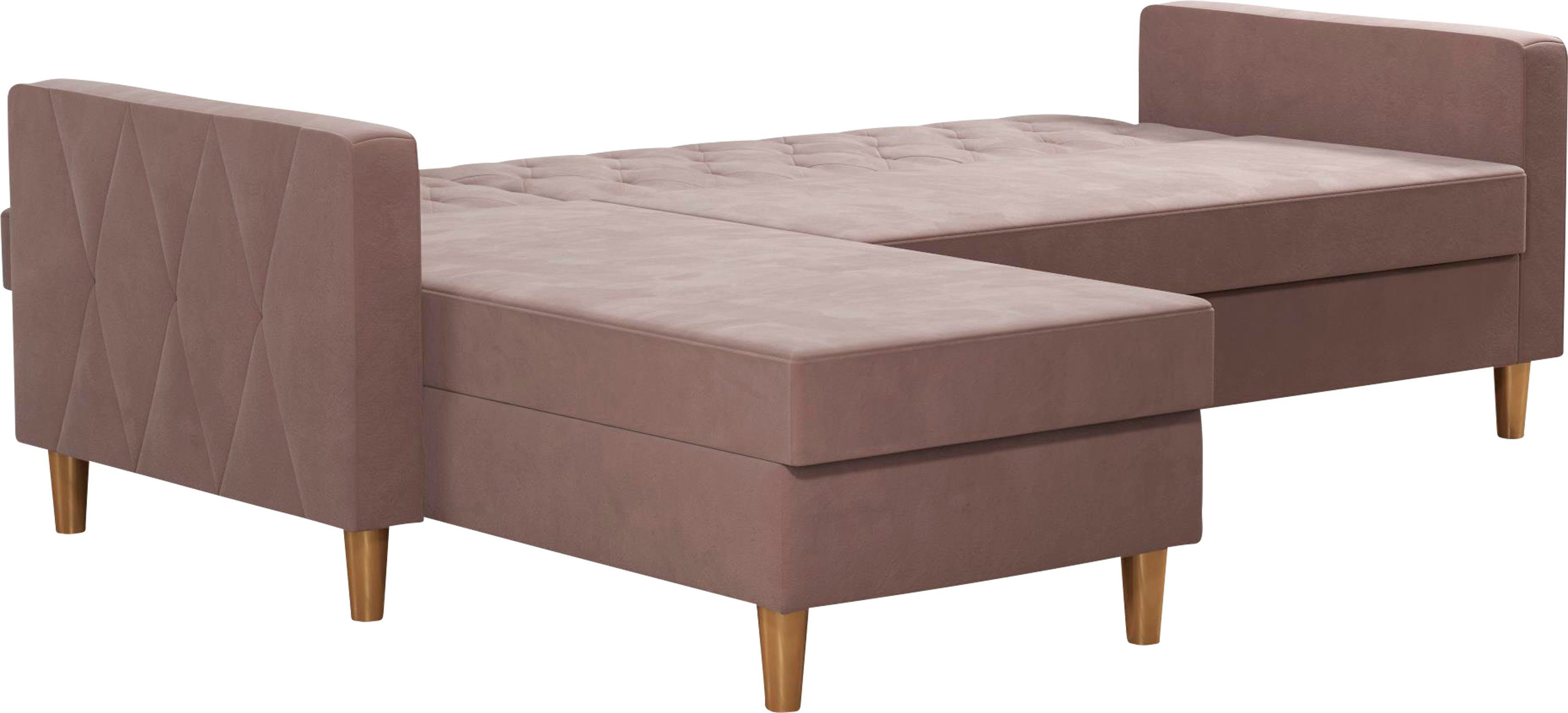 CosmoLiving by Cosmopolitan Hoekbank Liberty, L-vorm met slaapfunctie, récamier aan beide kanten te monteren, zithoogte 43 cm