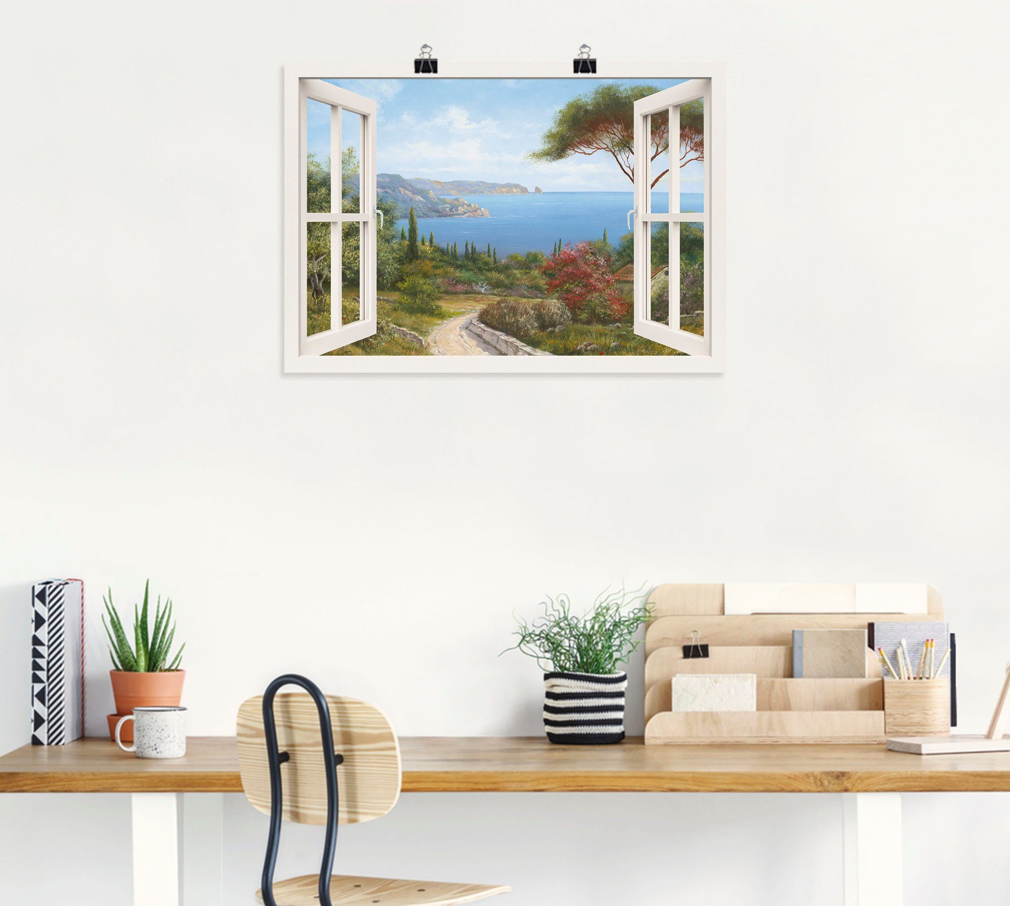 Artland Artprint Blik uit het venster - huis aan zee I als artprint op linnen, poster, muursticker in verschillende maten