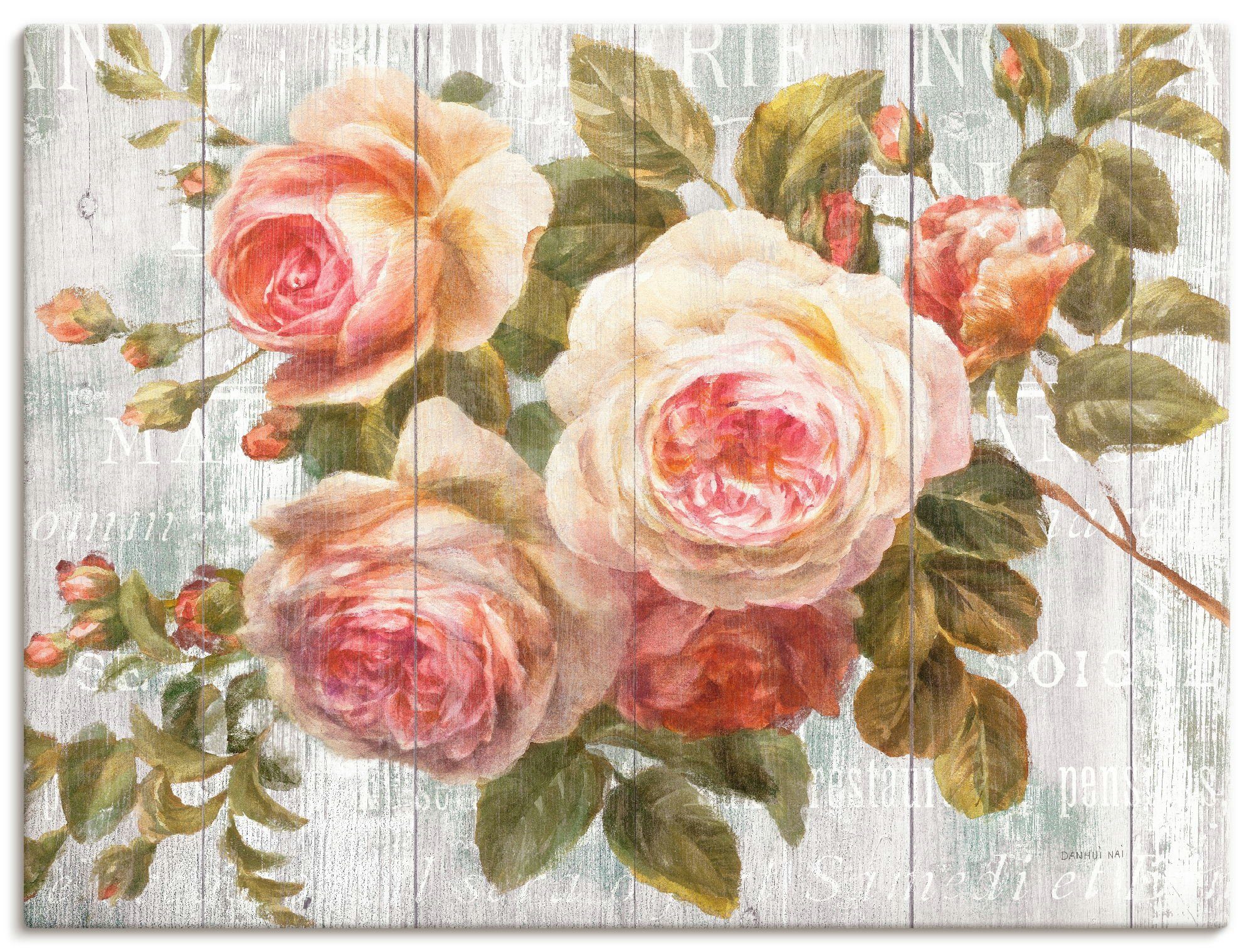 Artland artprint Vintage Rosen auf Holz