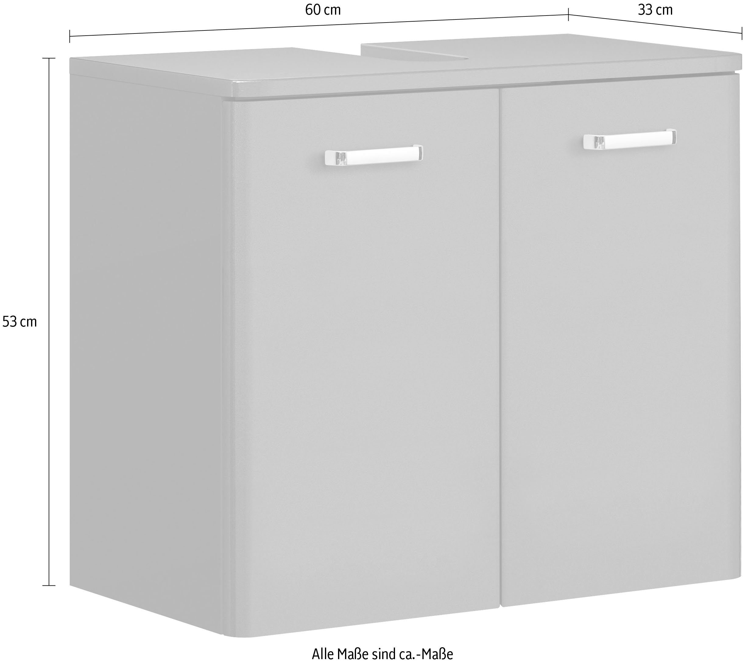 Saphir Wastafelonderkast Quickset 327 Onderkast, 60 cm breed, 2 deuren, zonder wastafel Wastafelonderkast inclusief deurdemper, grepen in glanzend chroom