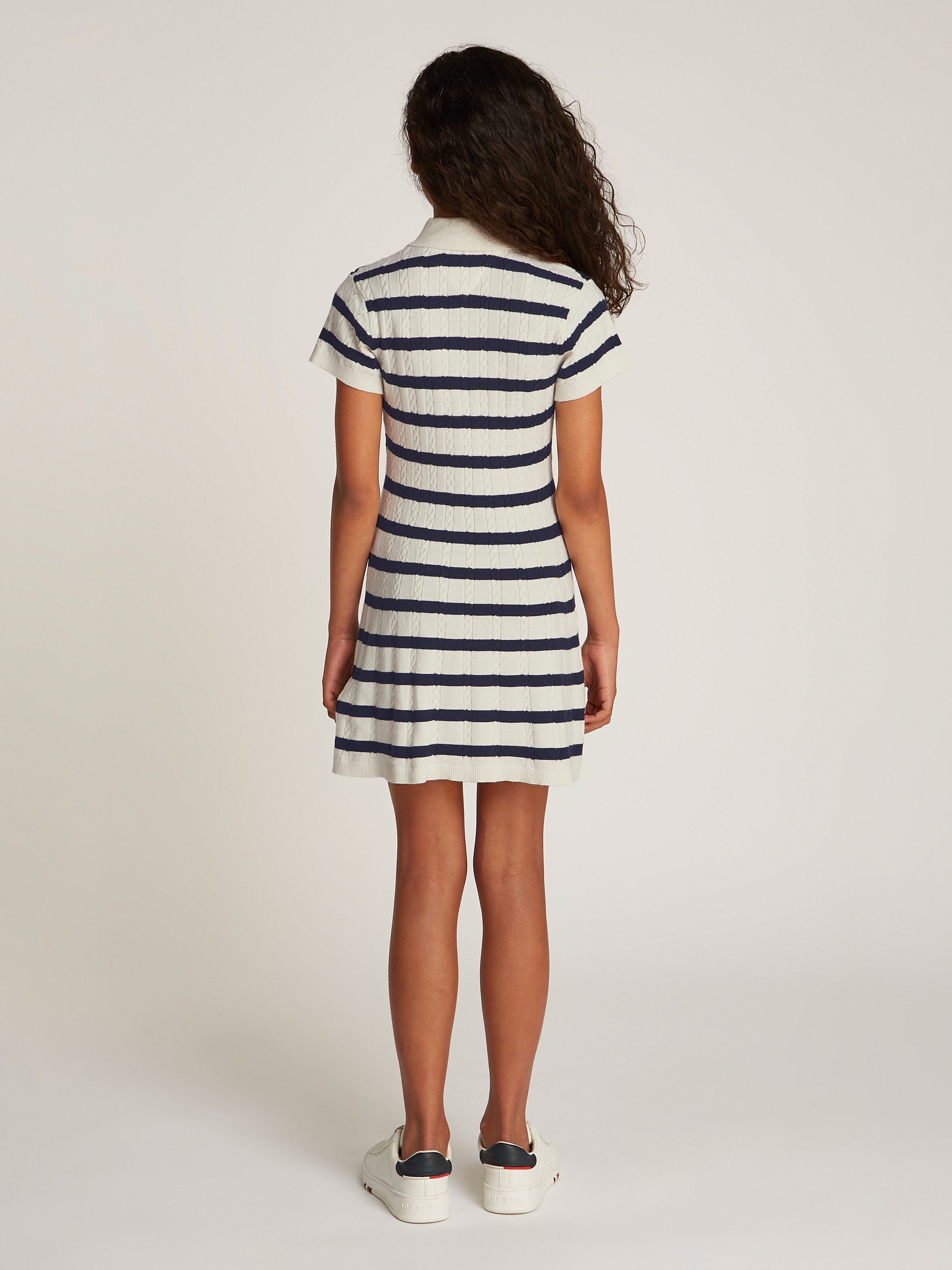 Tommy Hilfiger Gebreide jurk SWEATER DRESS SS met streeppatroon, met kabelpatroon