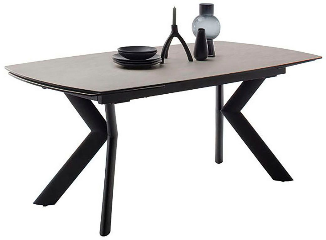 MCA furniture Eettafel OSSANA vierpoot tafel 180-260 cm Keramiek, metaal, eindschuif, uittrekbaar, tafelblad 13 mm, 8-10 personen