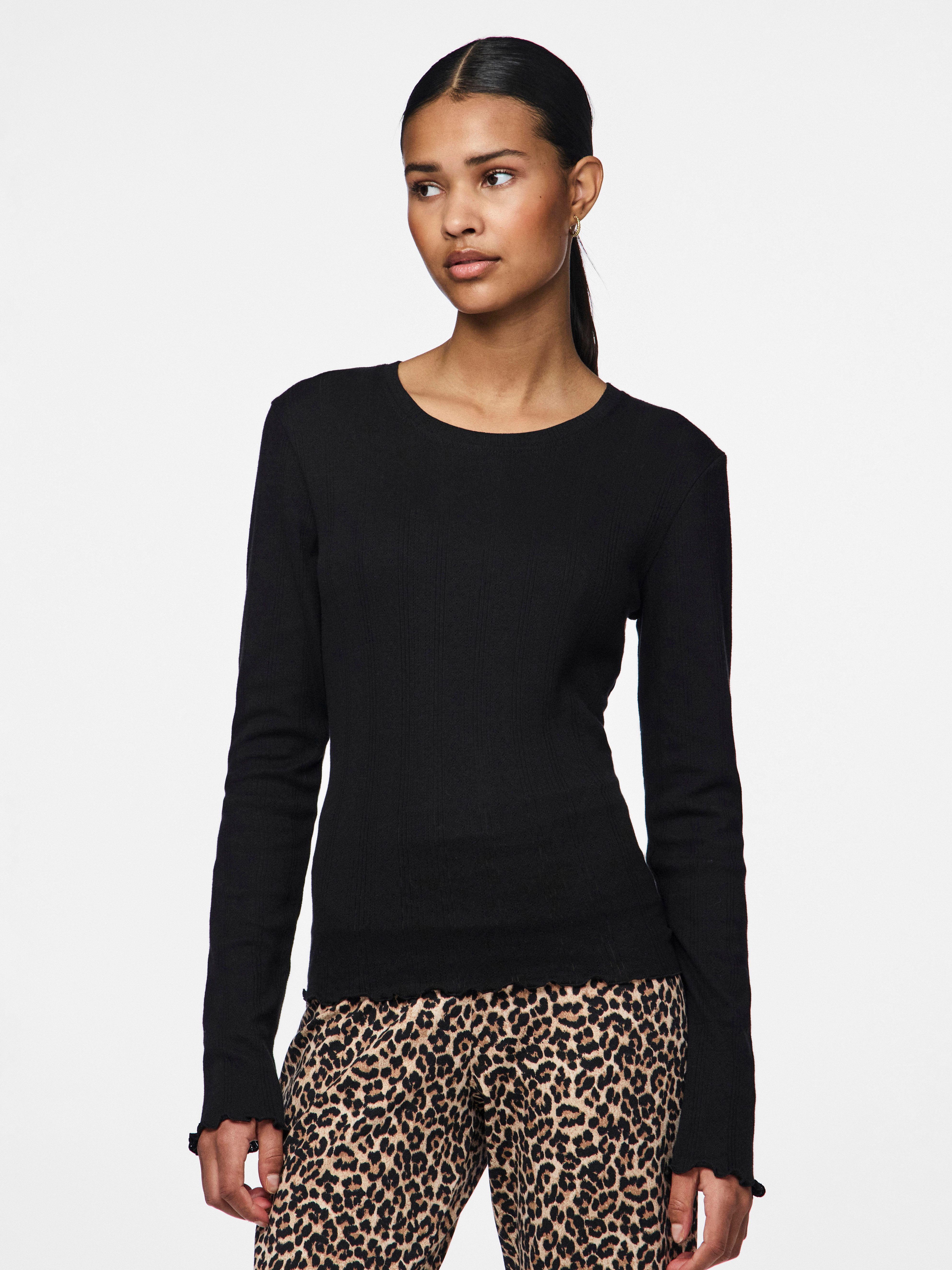 pieces Shirt met lange mouwen PCMARIE LS O-NECK POIN TOP JRS NOOS BC