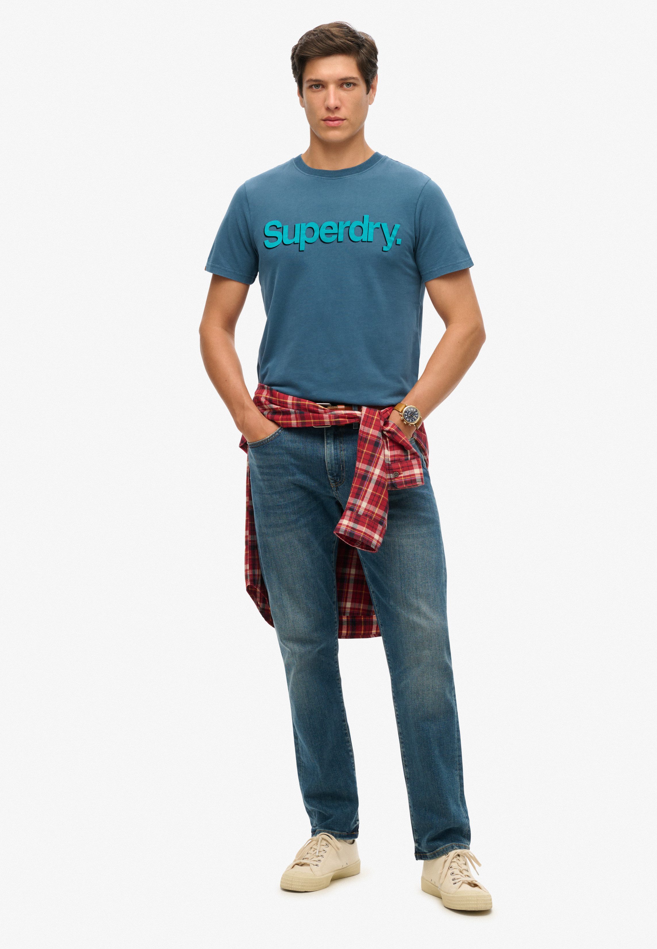 Superdry Shirt met ronde hals CLASSIC CORE LOGO SHADOW TEE