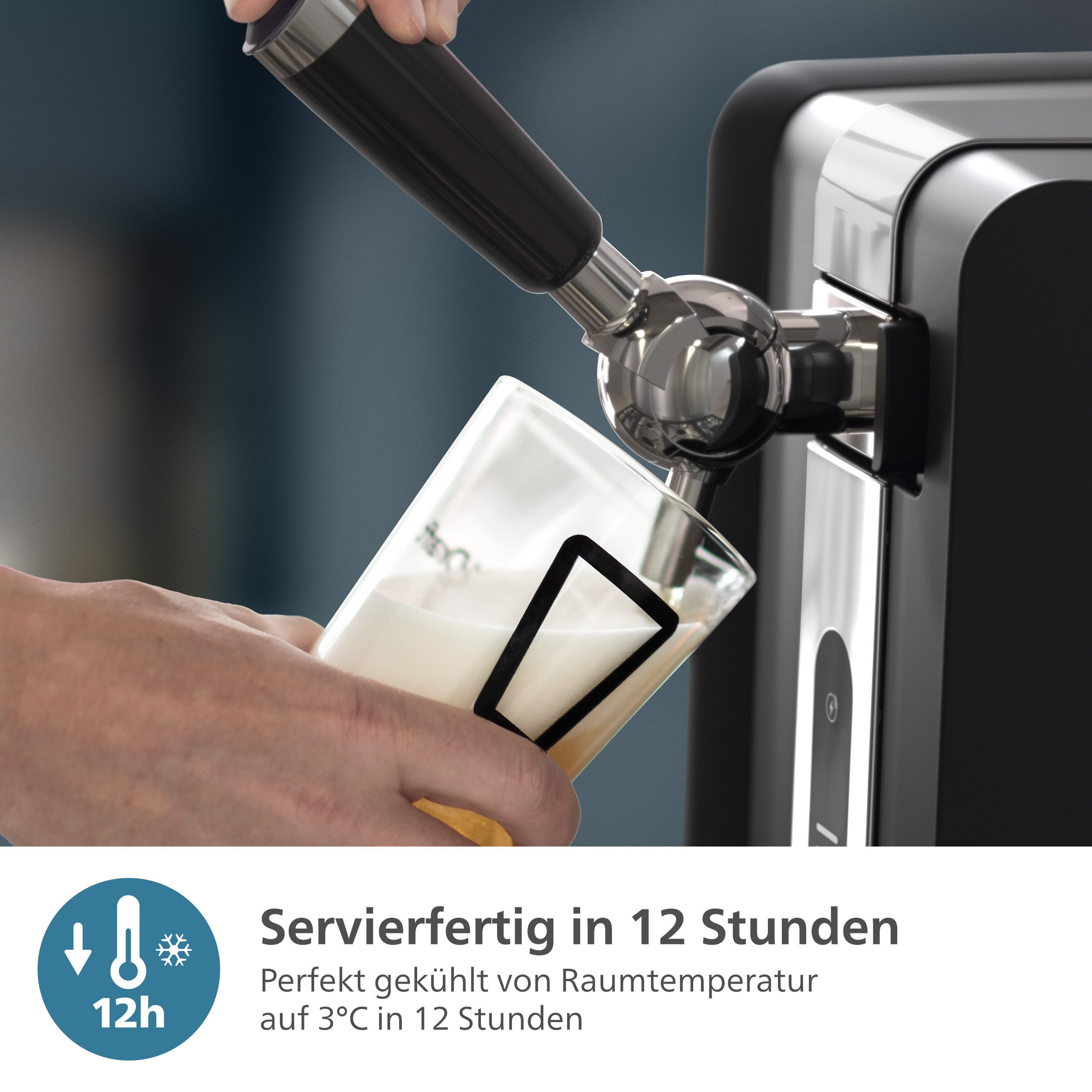 Philips Biertapinstallatie Perfect Draft 7000 Series HD3770/90 met temperatuurinstellingen van 0-12°c en led-display, zwart