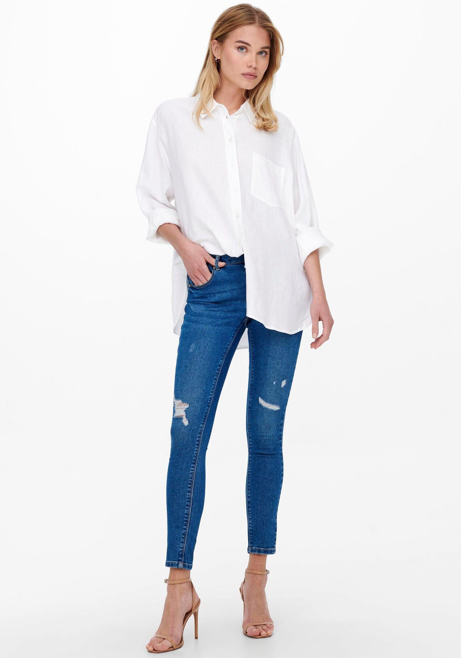 Only Lange blouse ONLTOKYO L/S LINEN BLEND SHIRT