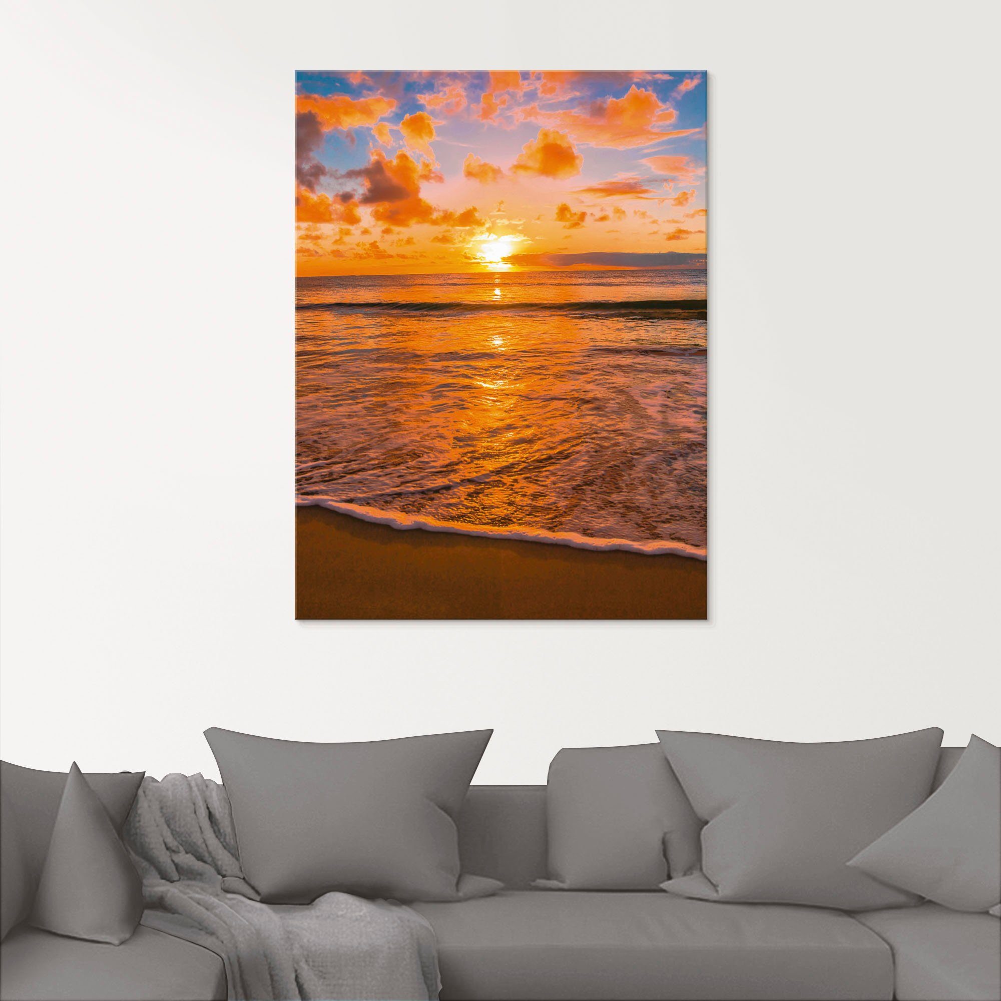 Artland Print op glas Zonsondergang aan het strand