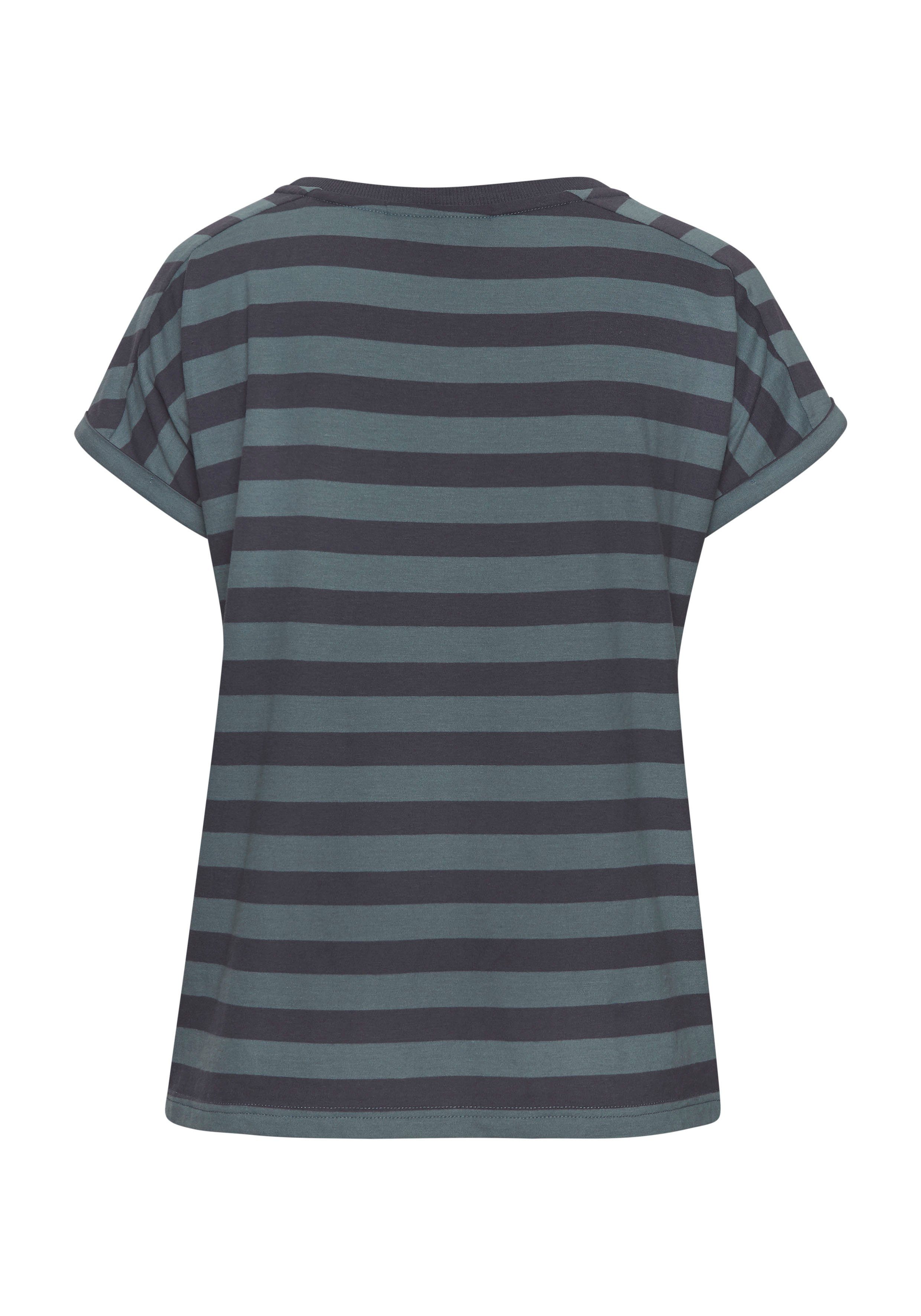 Elbsand T-shirt Calisa met streeppatroon, sportief shirt met korte mouwen van katoenmix