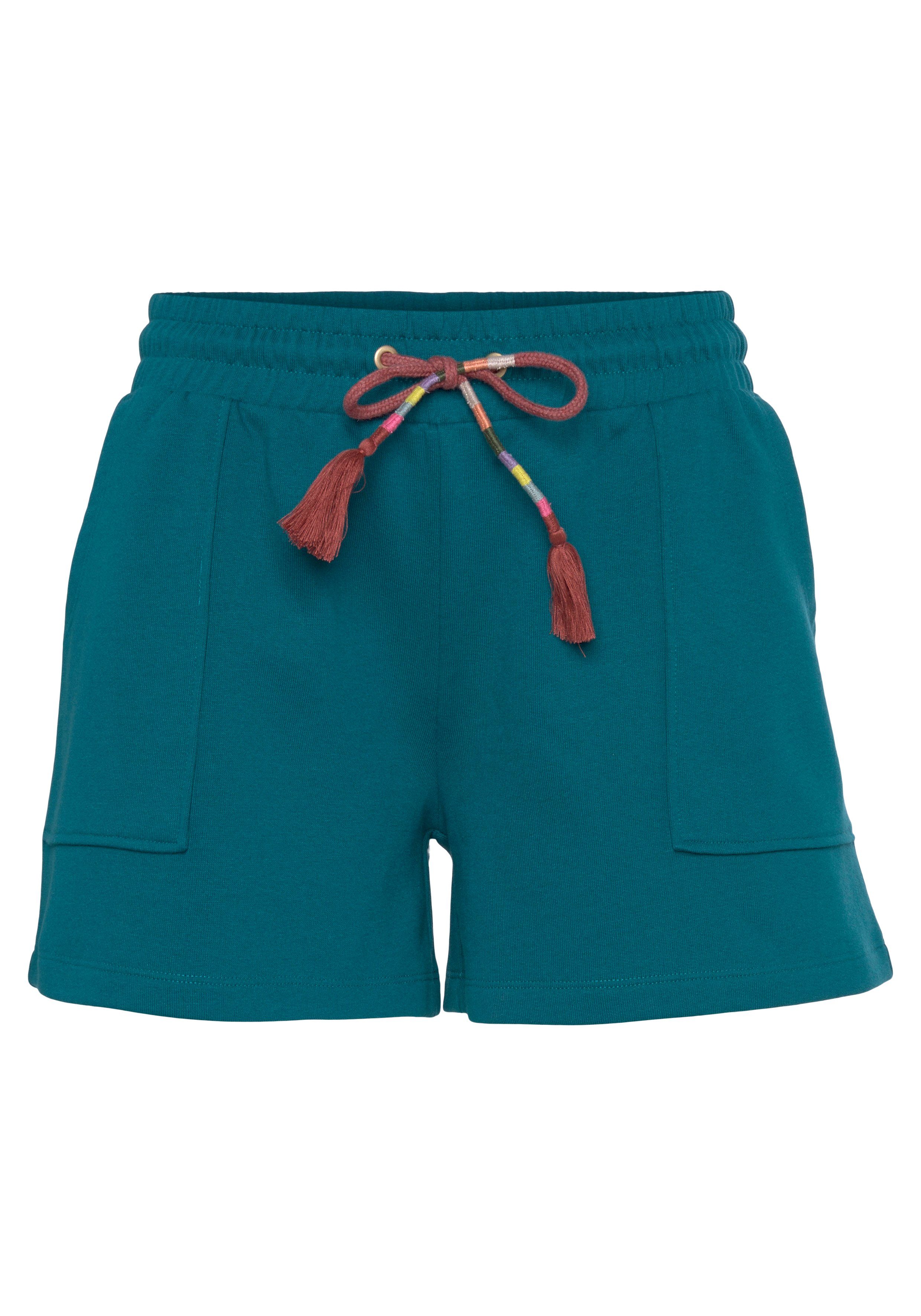 Vivance Sweatshort Korte broek met opgestikte zakken en contrastkoord loungewear