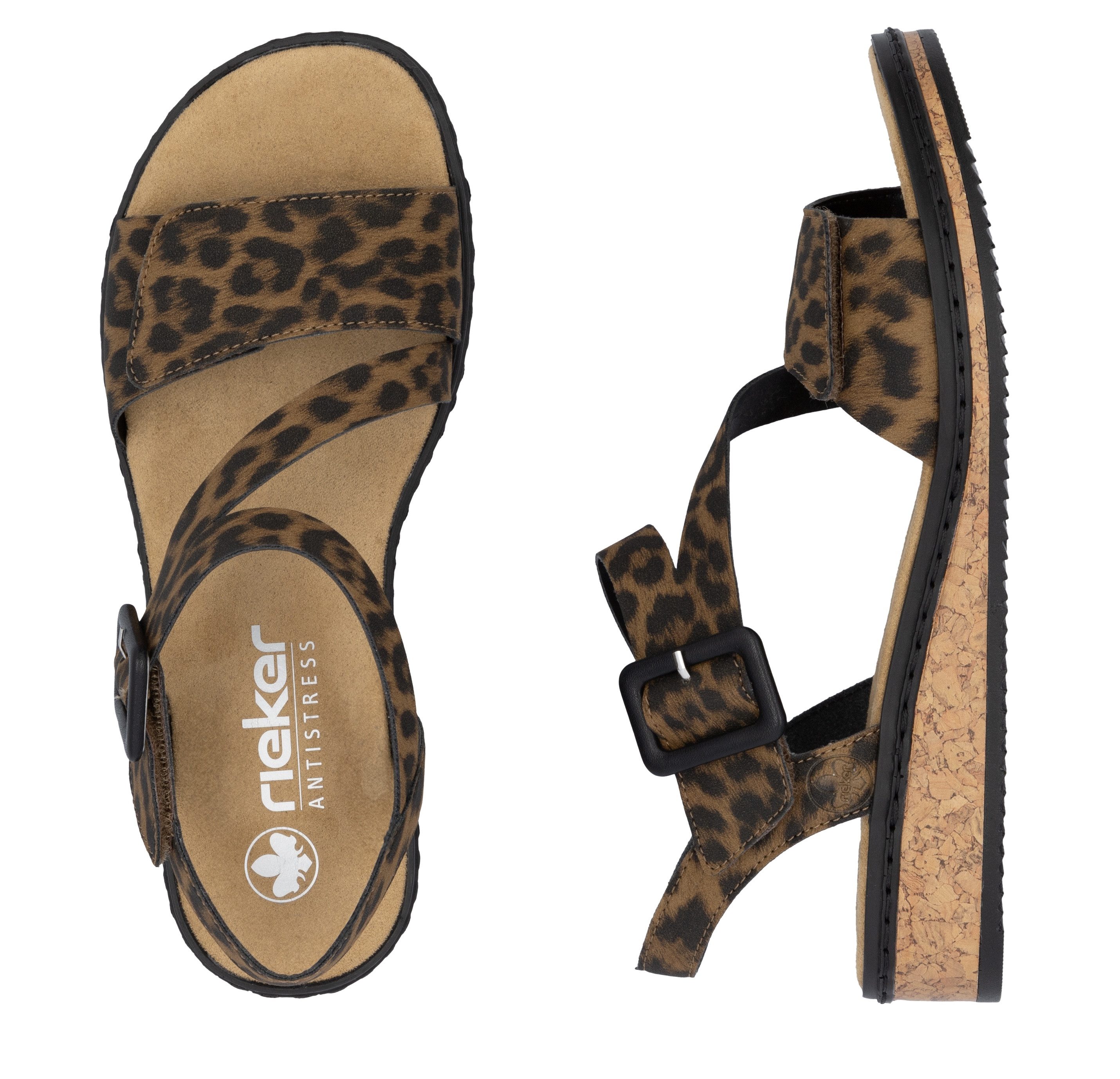 Rieker Sandalen zomerschoen, sandaal, sleehak, met asymmetrische bandjes