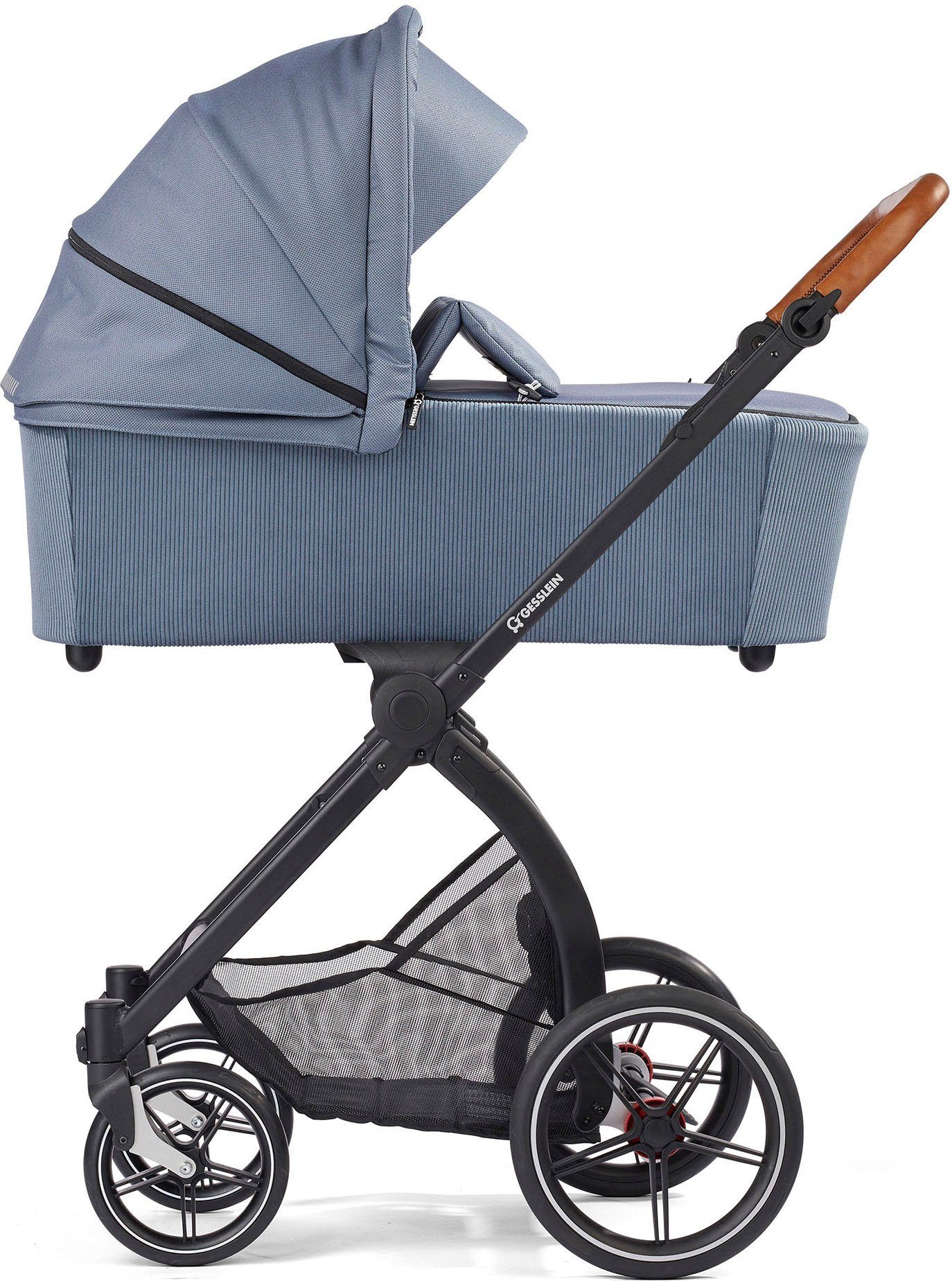 Gesslein Combi-kinderwagen FX4 Soft+ met opzetstuk Classic zwart/cognac, middenblauw