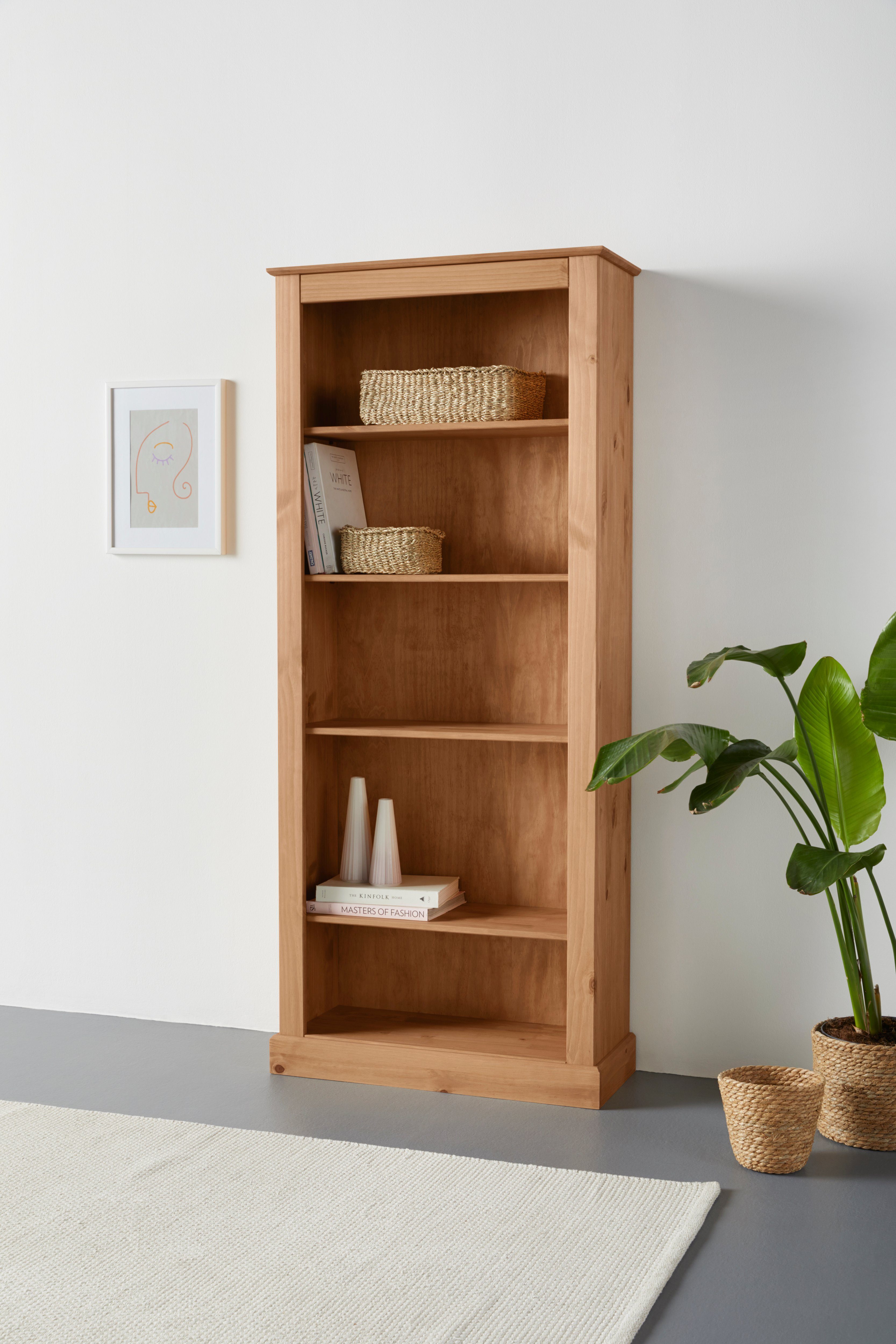 Home affaire Boekenkast Liotta met 4 verstelbare planken, gemaakt van massief grenen