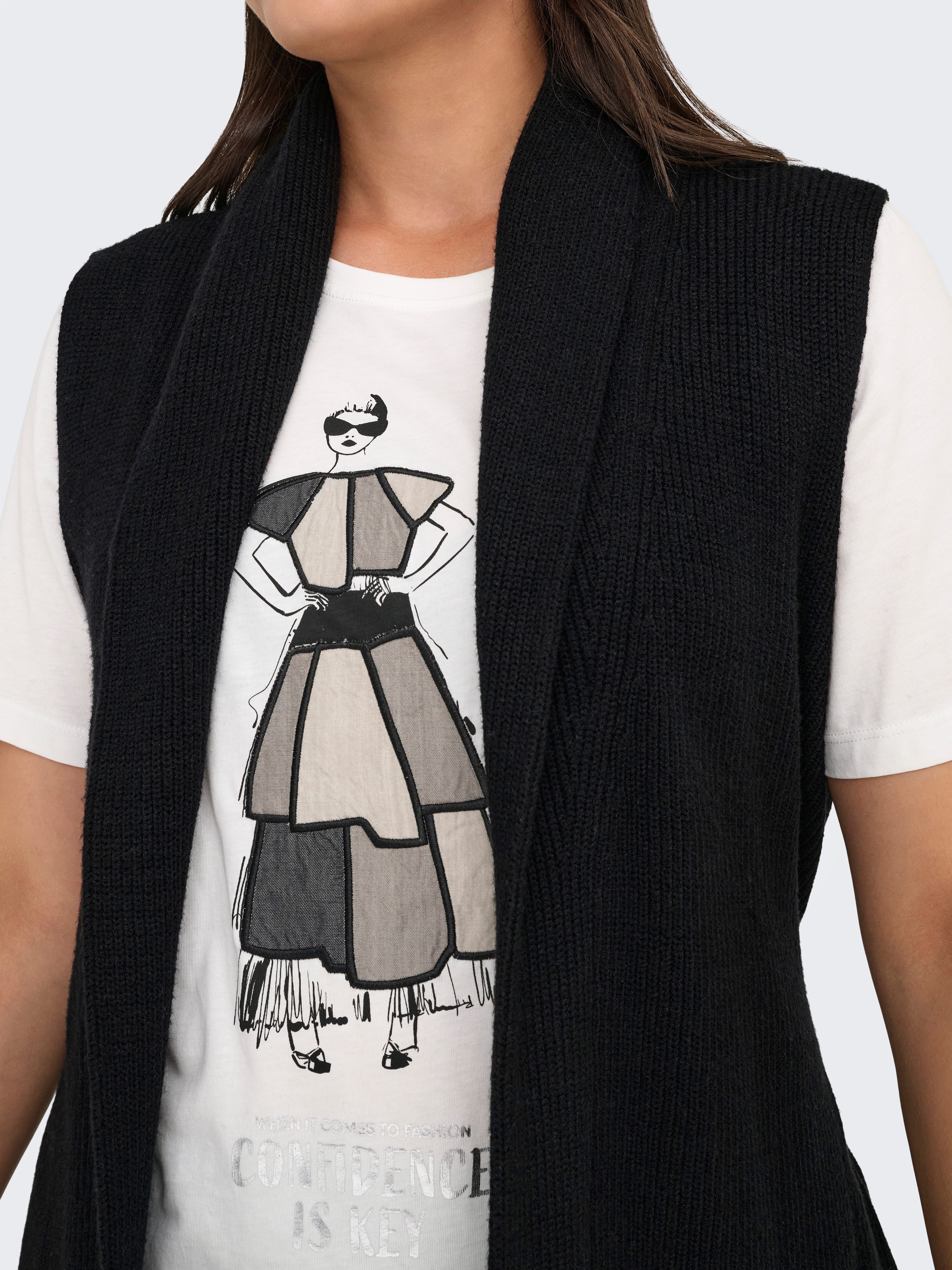 ONLY CARMAKOMA Mouwloos vest CARKATIA SL RIB WRAP VEST KNT