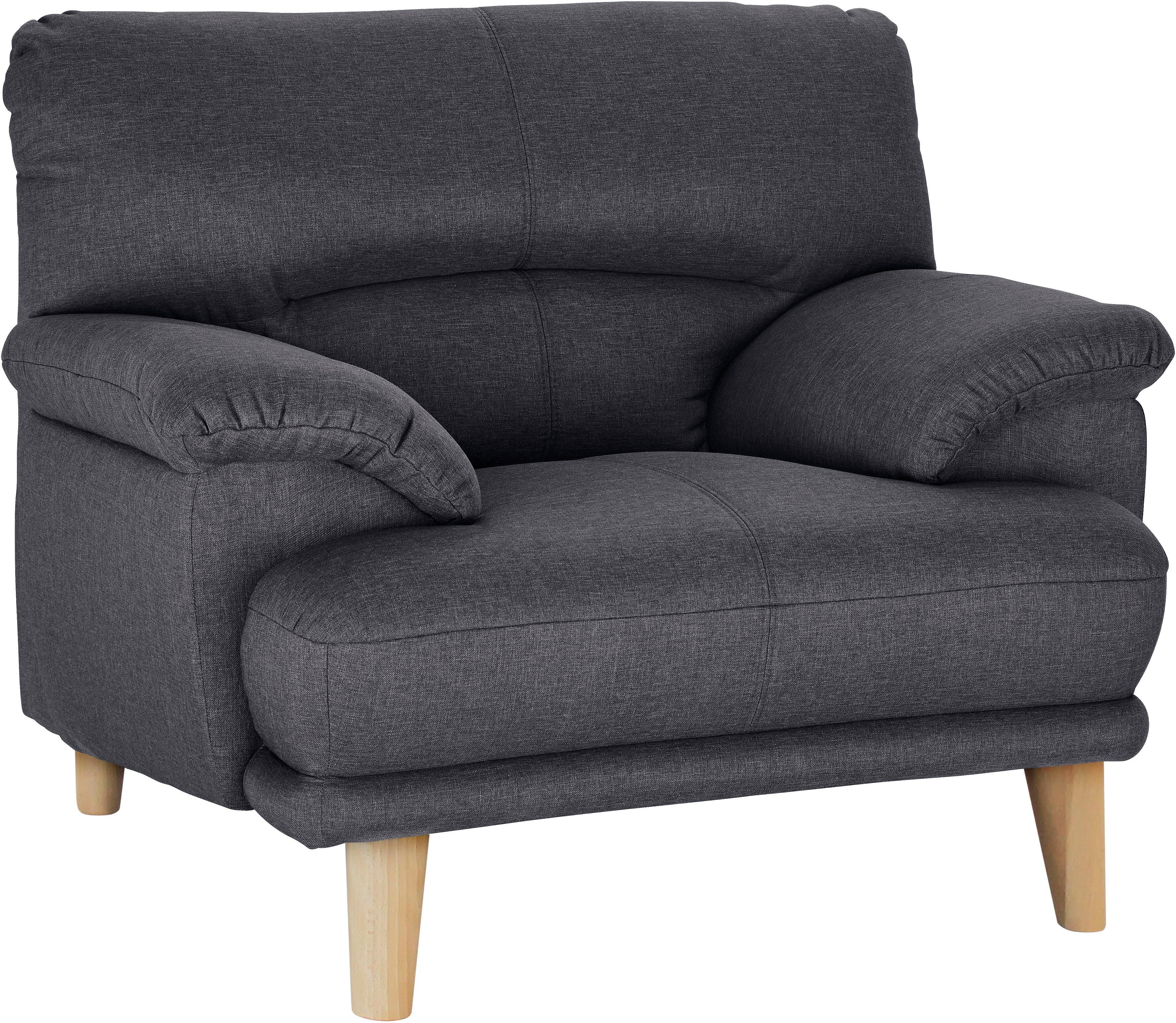 TRENDMANUFAKTUR Fauteuil Cecilia, loungestoel, Italiaans ontwerp, comfortabele armleuningen fauteuils grijs